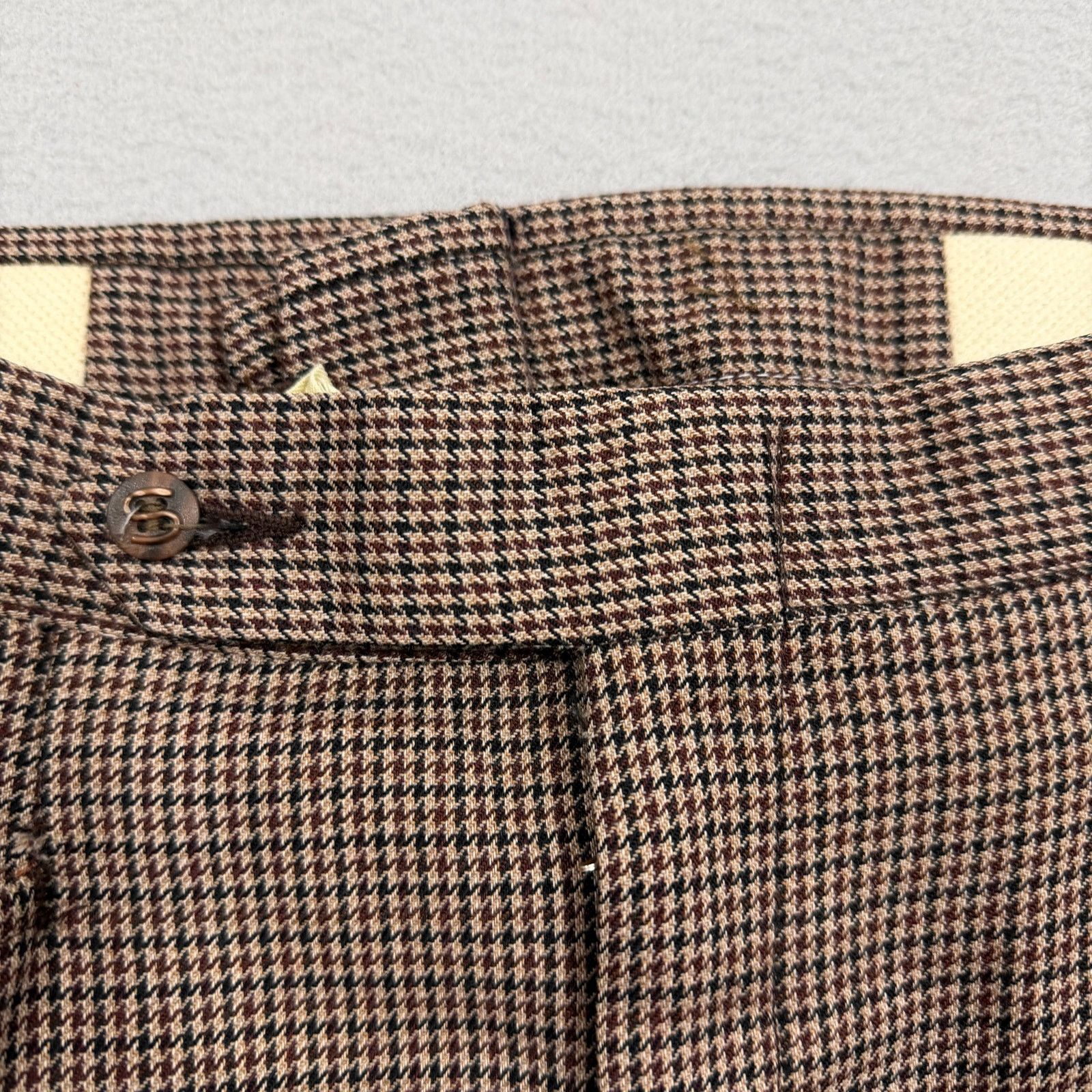 Vintage Vintage Sansabelt Houndstooth Trouser Pants 36x34 Brown 70s Size US 36 / EU 52 - 5 Thumbnail