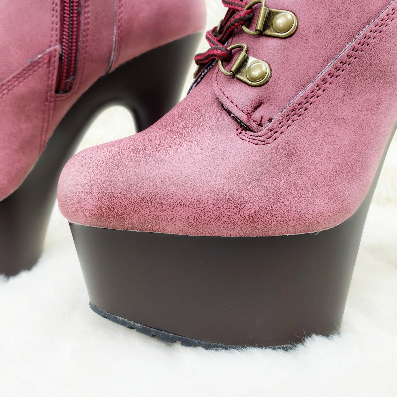 Other Delight 600tl Wine Nubuck Work Style 6" High Heel Ankle Boot Size US 8 / IT 38 - 7 Thumbnail