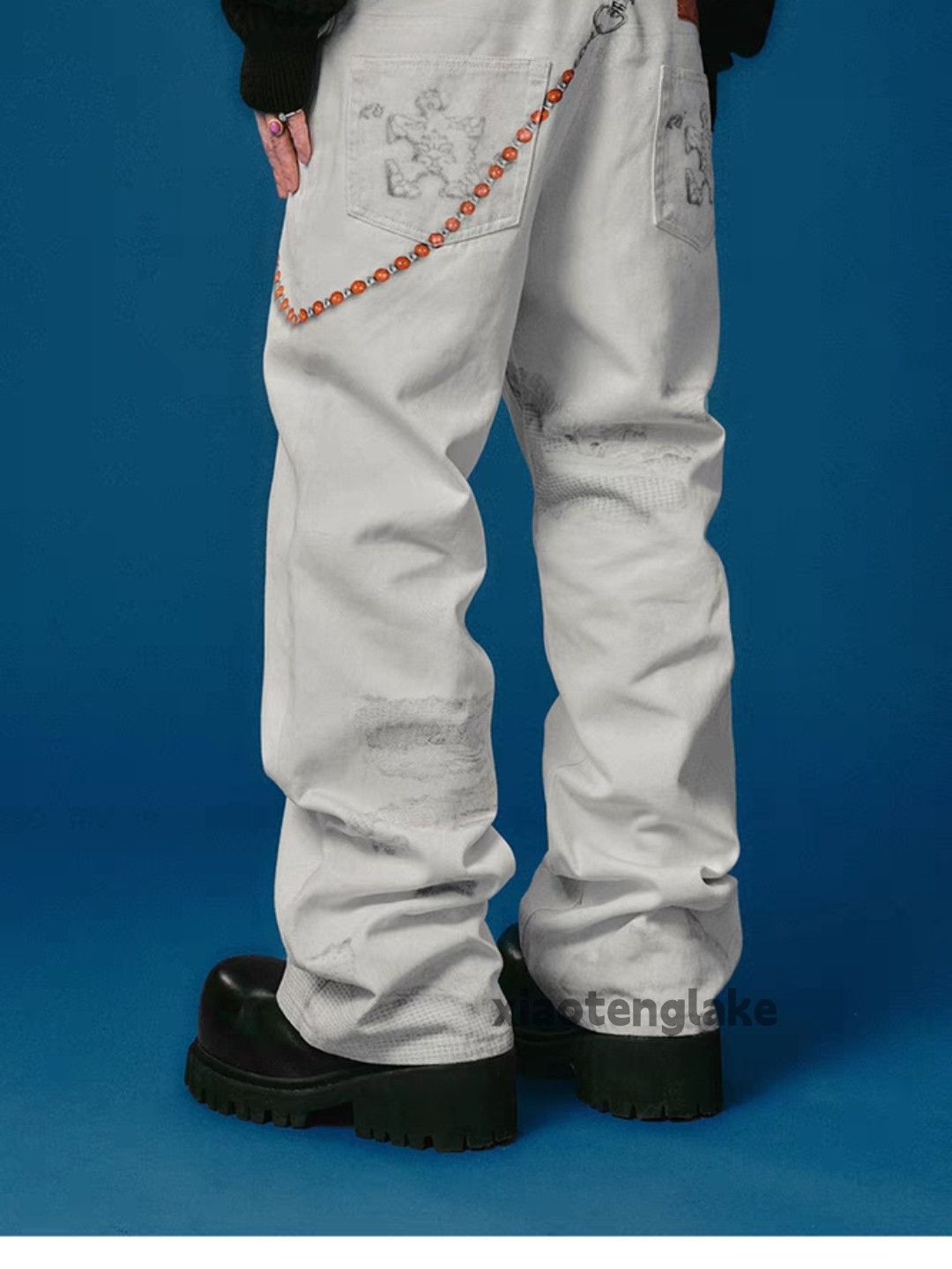 Jean × Vintage Unisex washed faded cleanfit yuppie print jeans Size US 36 / EU 52 - 7 Thumbnail