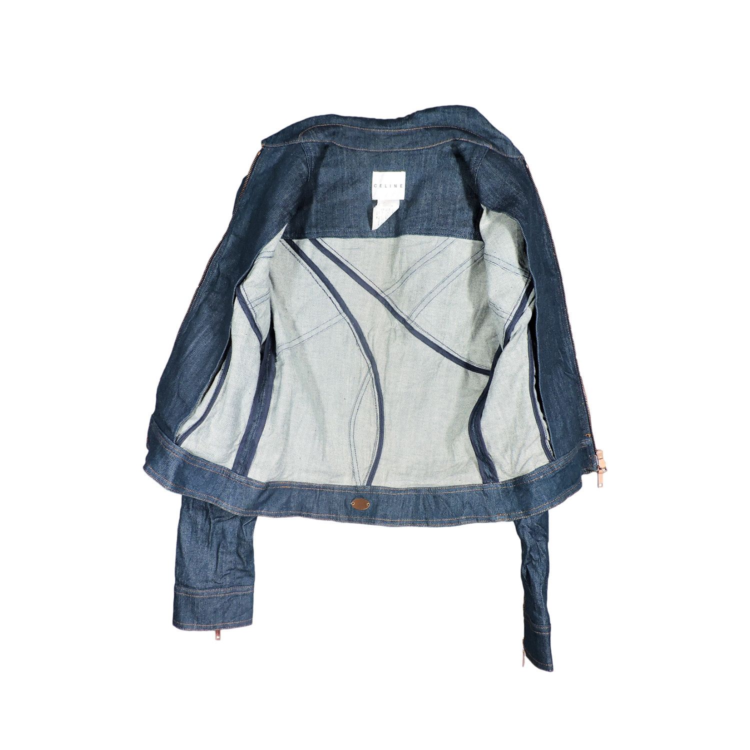 Celine CELINE INDIGO TRIOMPHE DOUBLE ZIP DENIM JACKET Size XS / US 0-2 / IT 36-38 - 3 Thumbnail