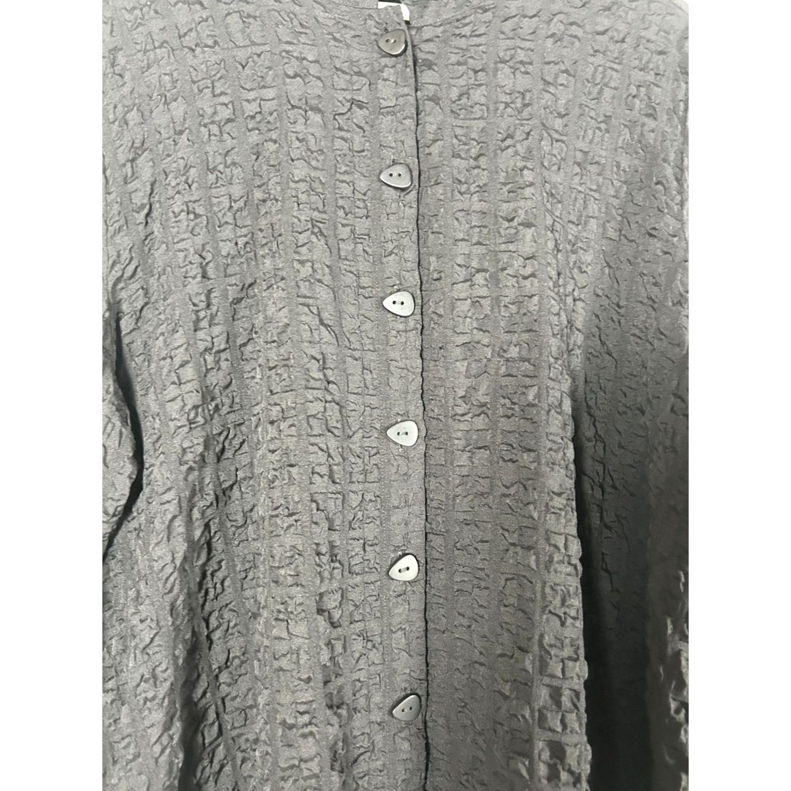 Habitat Habitat Womens Black Crinkle Textured Button Front Swing Jacket XL Lightweight Jacket Size XL / US 12-14 / IT 48-50 - 2 Thumbnail