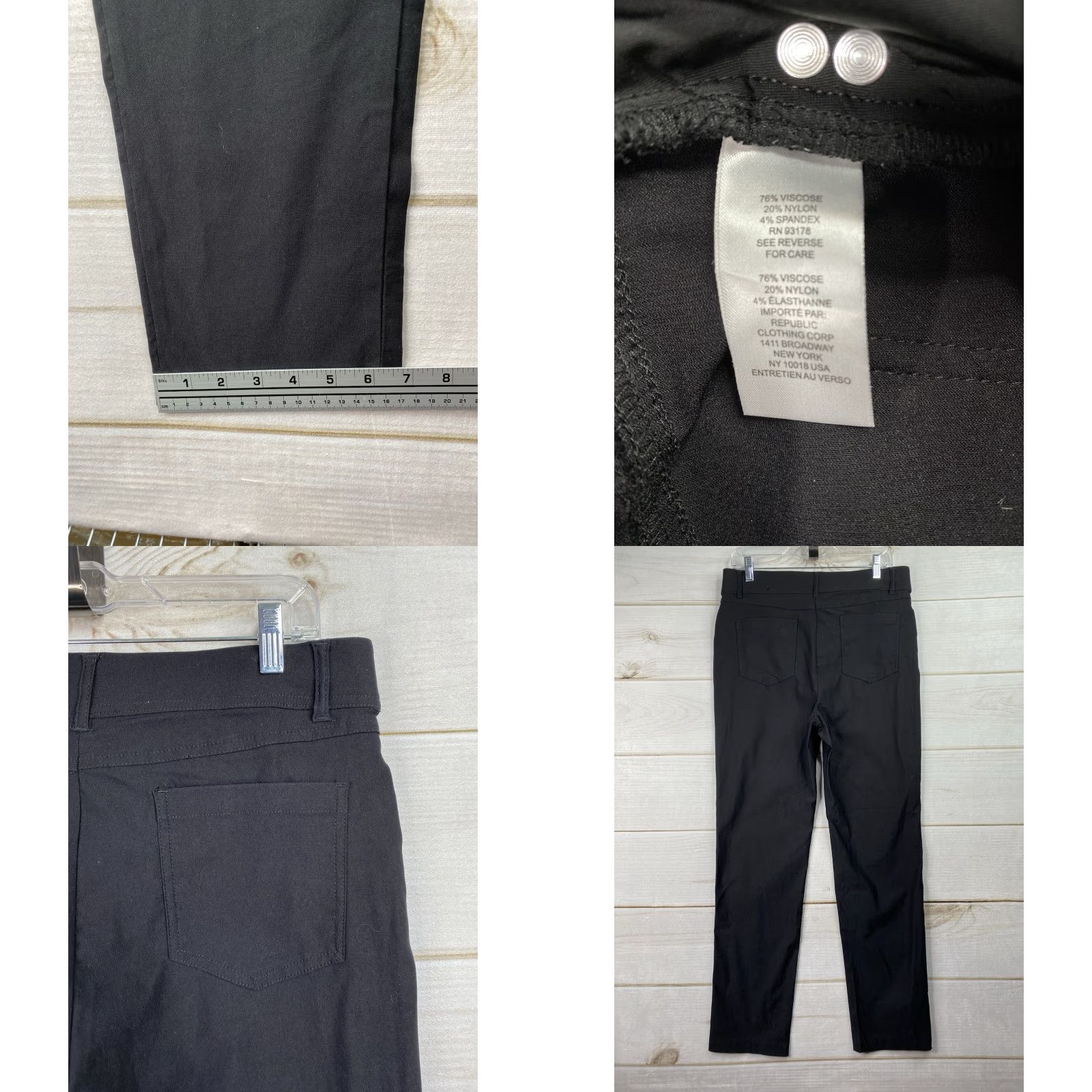 Vintage Tahari Dress Pants L Black Ponte Stretch Knit Pockets Ankle High Rise Size 36" / US 14 / IT 50 - 8 Thumbnail