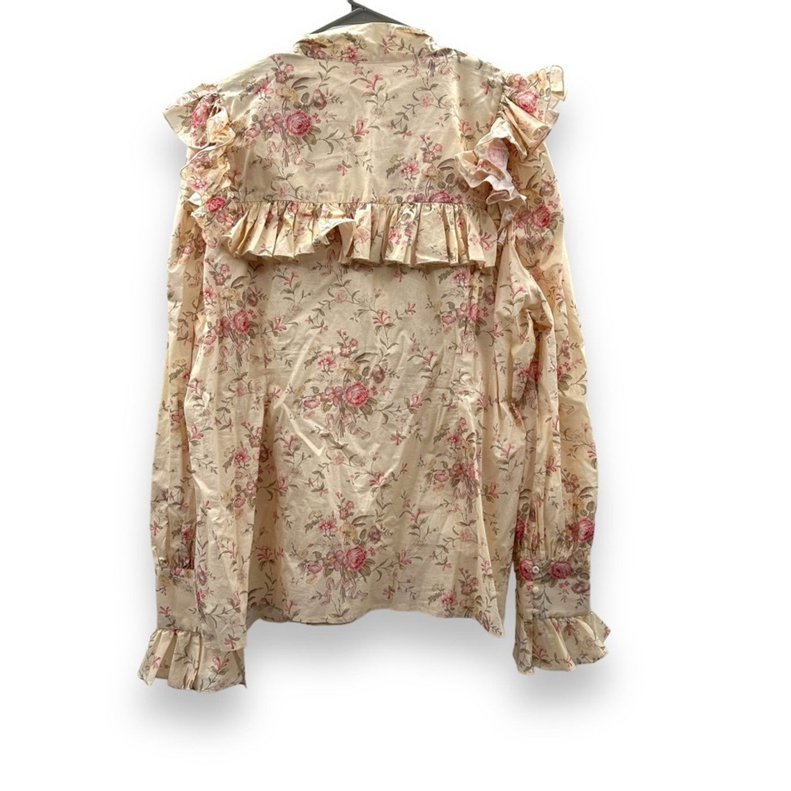Selkie Selkie The Renaissance Girl Elizabeth Ruffle Tie Neck Top Size 4XL / US 24-26 - 6 Thumbnail