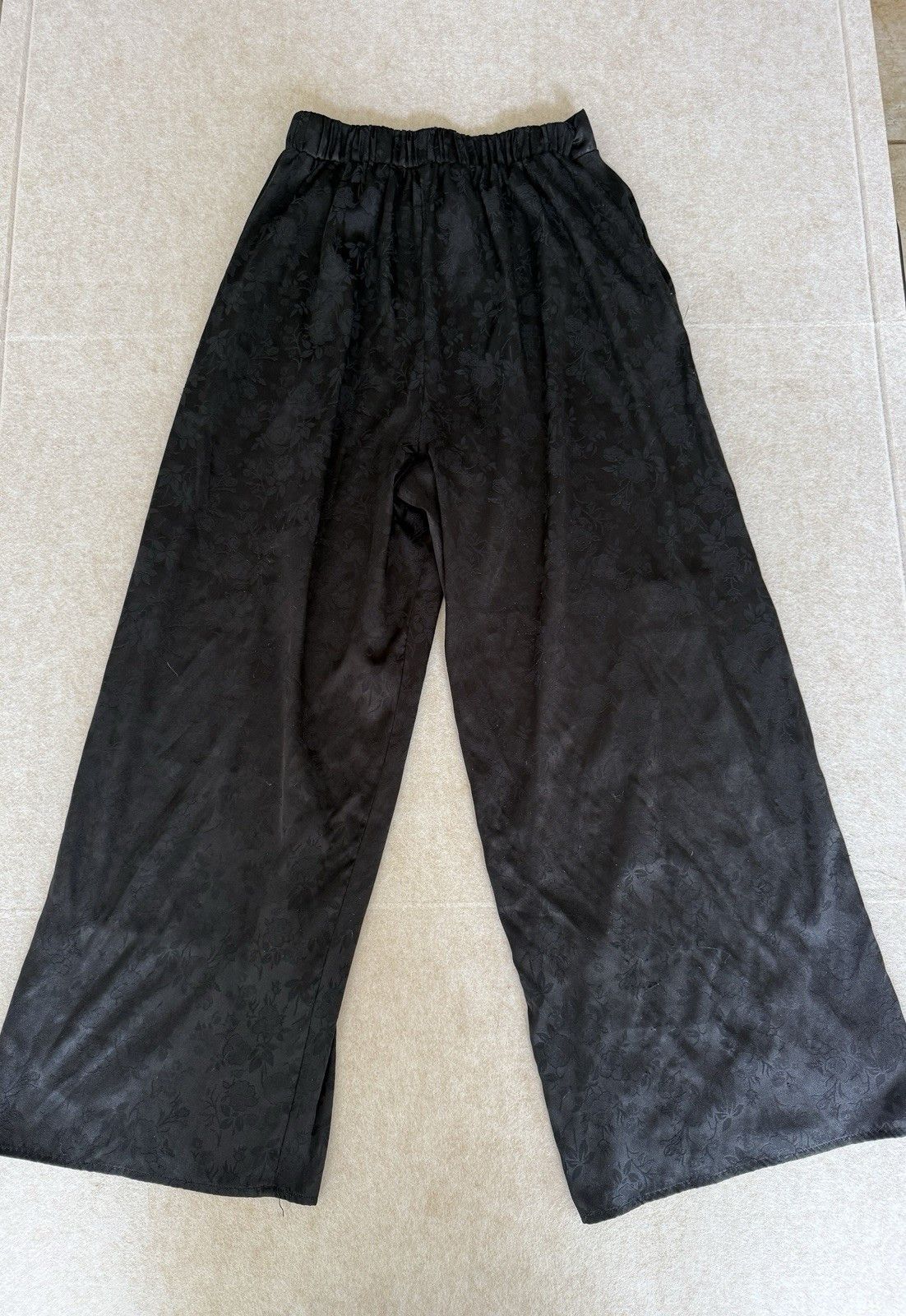 Other June & Ivy Black Floral Women’s Dress Pants Wide Leg Large Size 26" / US 2 / IT 38 - 2 Thumbnail