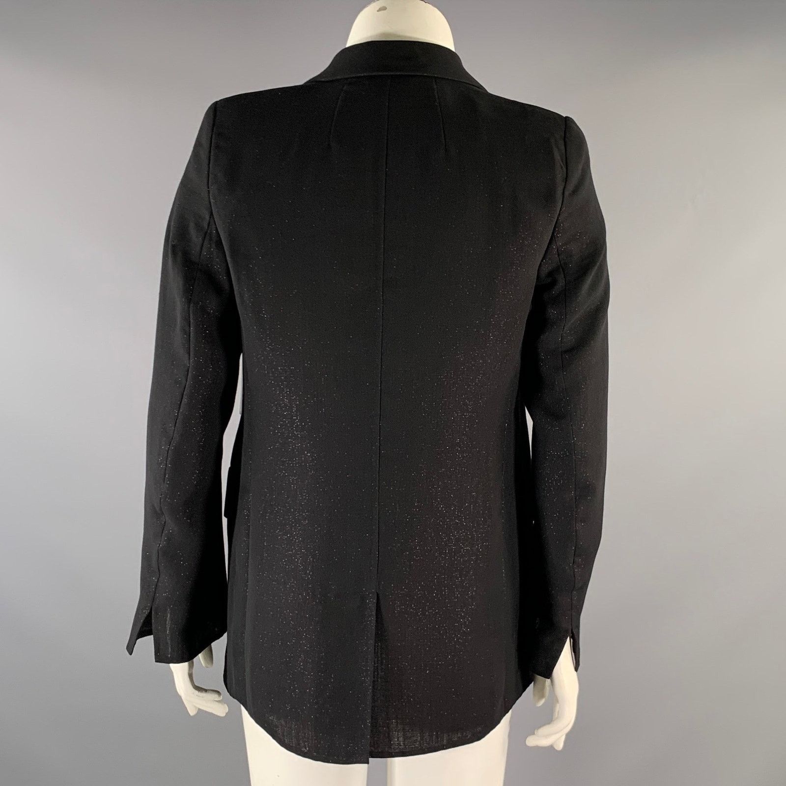 Akris AKRIS Size 12 Black Glitter Wool Polyester Sparkly Jacket Size XL / US 12-14 / IT 48-50 - 3 Thumbnail