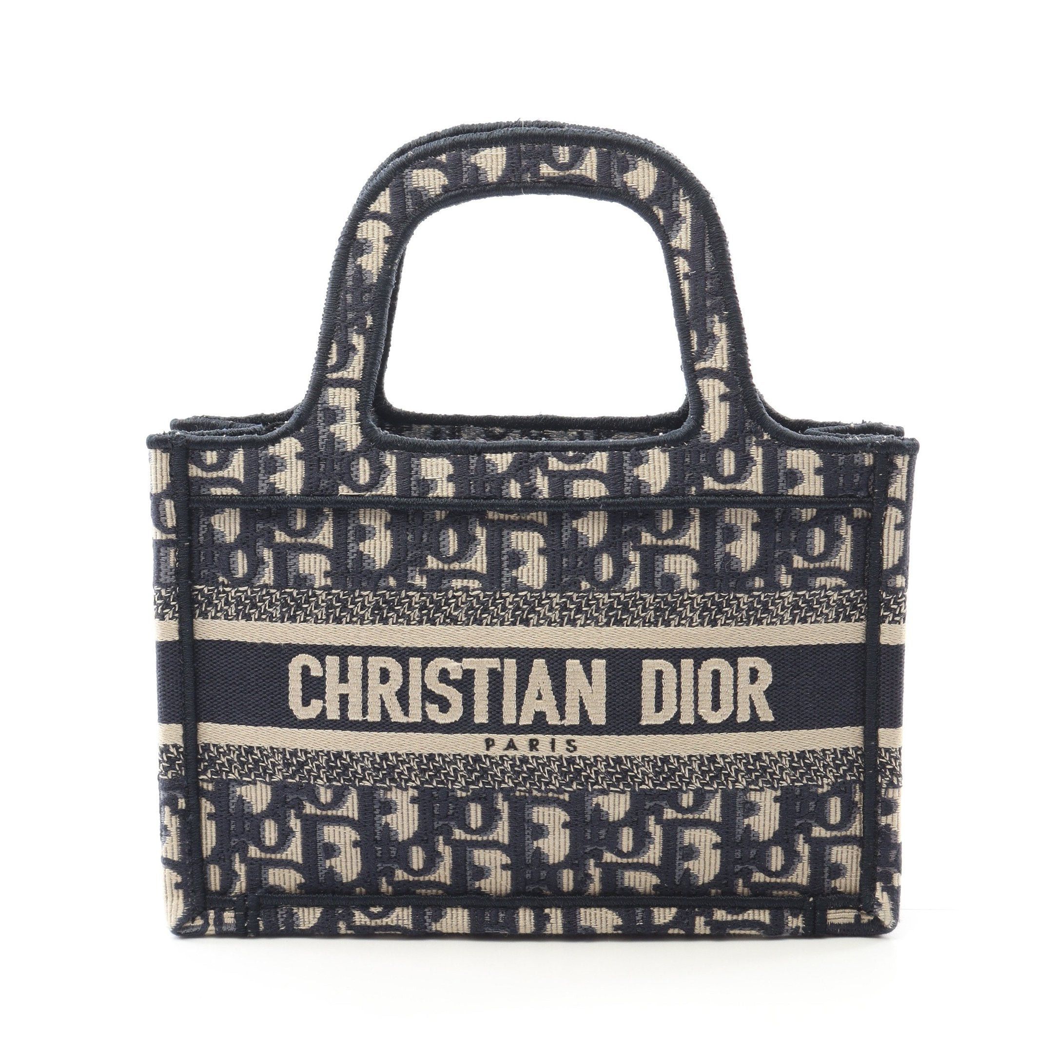Dior Dior Book Tote Mini Handbag Canvas Navy Light Beige Size ONE SIZE - 1 Thumbnail