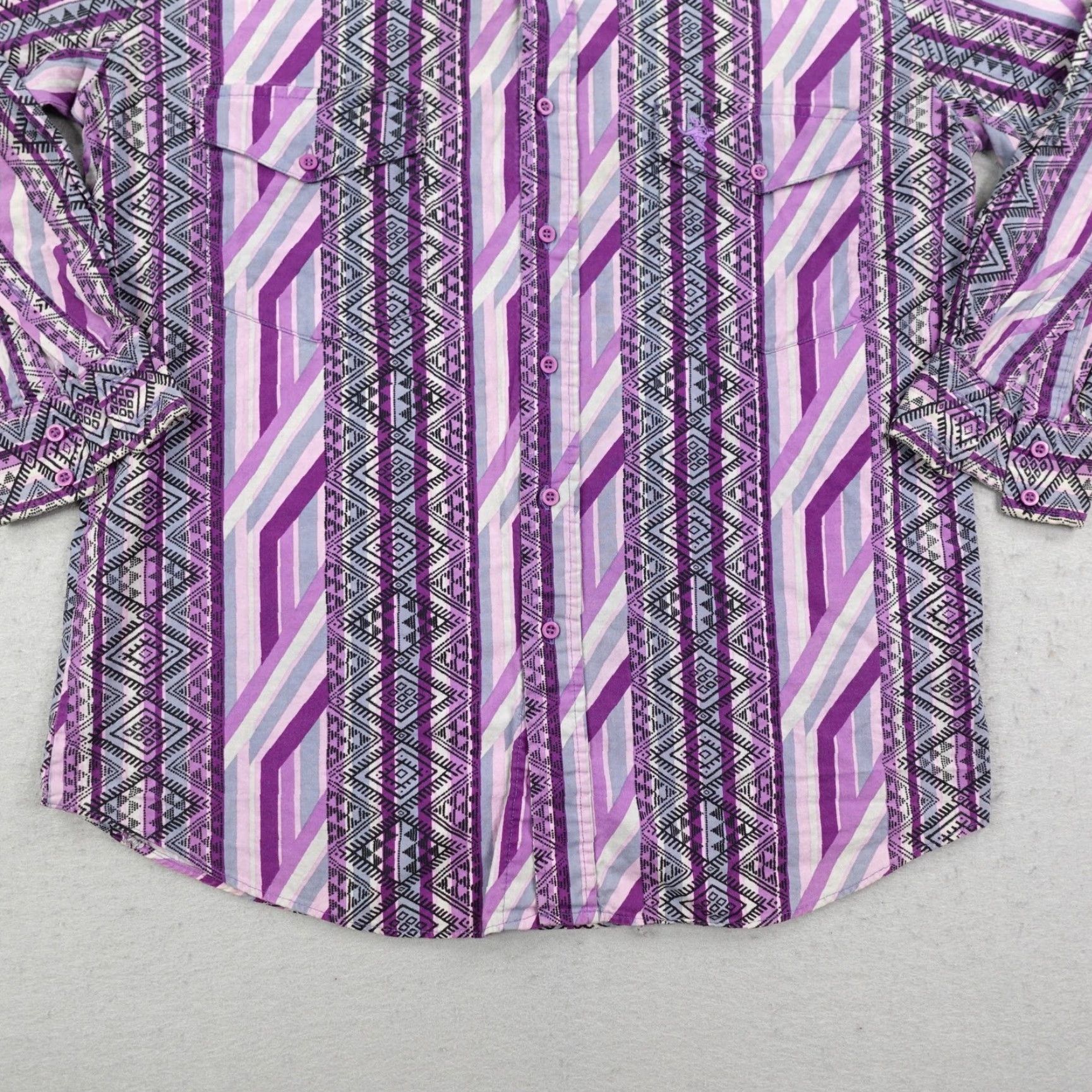 Roper VINTAGE Roper Shirt Mens XL Purple Southwestern Aztec Western Rodeo Geometric Button-Up 1970s 80s Mens Apparel Size US XL / EU 56 / 4 - 4 Thumbnail