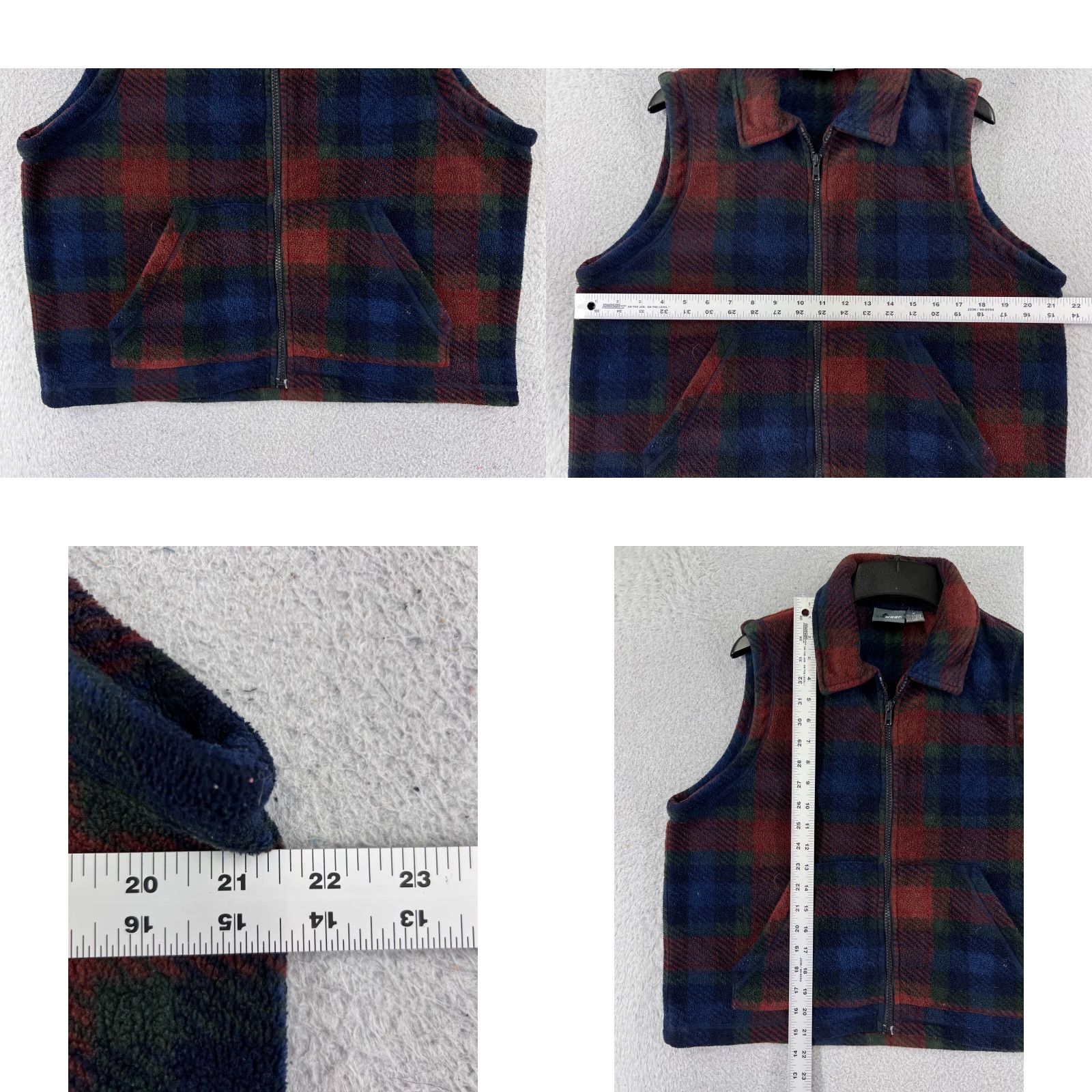 Vintage LizWear Vest Womens Medium Red Plaid 100% Polyester Fleece Full Zip Collar Size M / US 6-8 / IT 42-44 - 8 Thumbnail