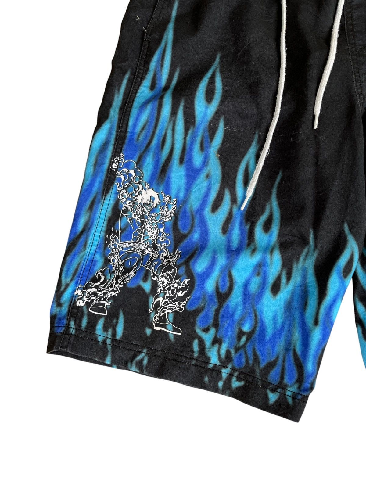 One Piece One Piece Blue Flame Shorts Size US 31 - 3 Thumbnail