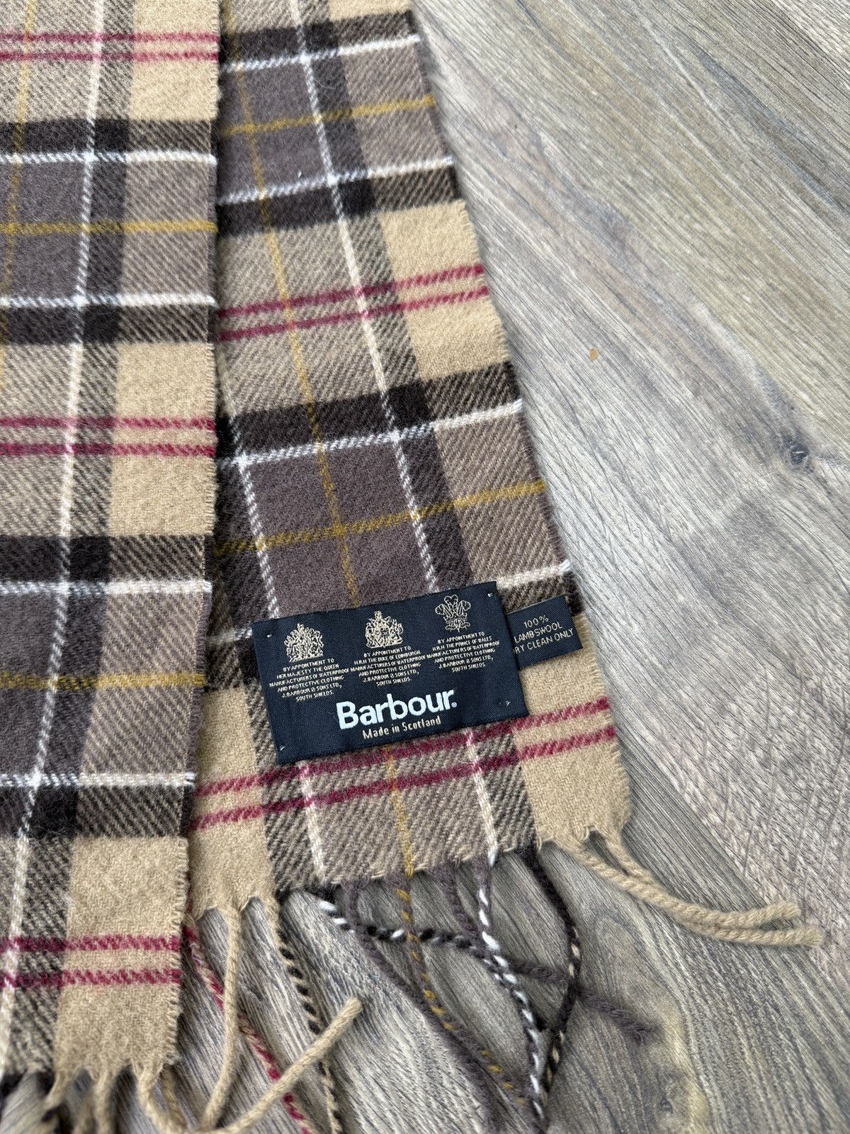 Barbour Vintage Barbour Lambswool Tartan Scarf Beige Brown Plaid Size ONE SIZE - 4 Thumbnail