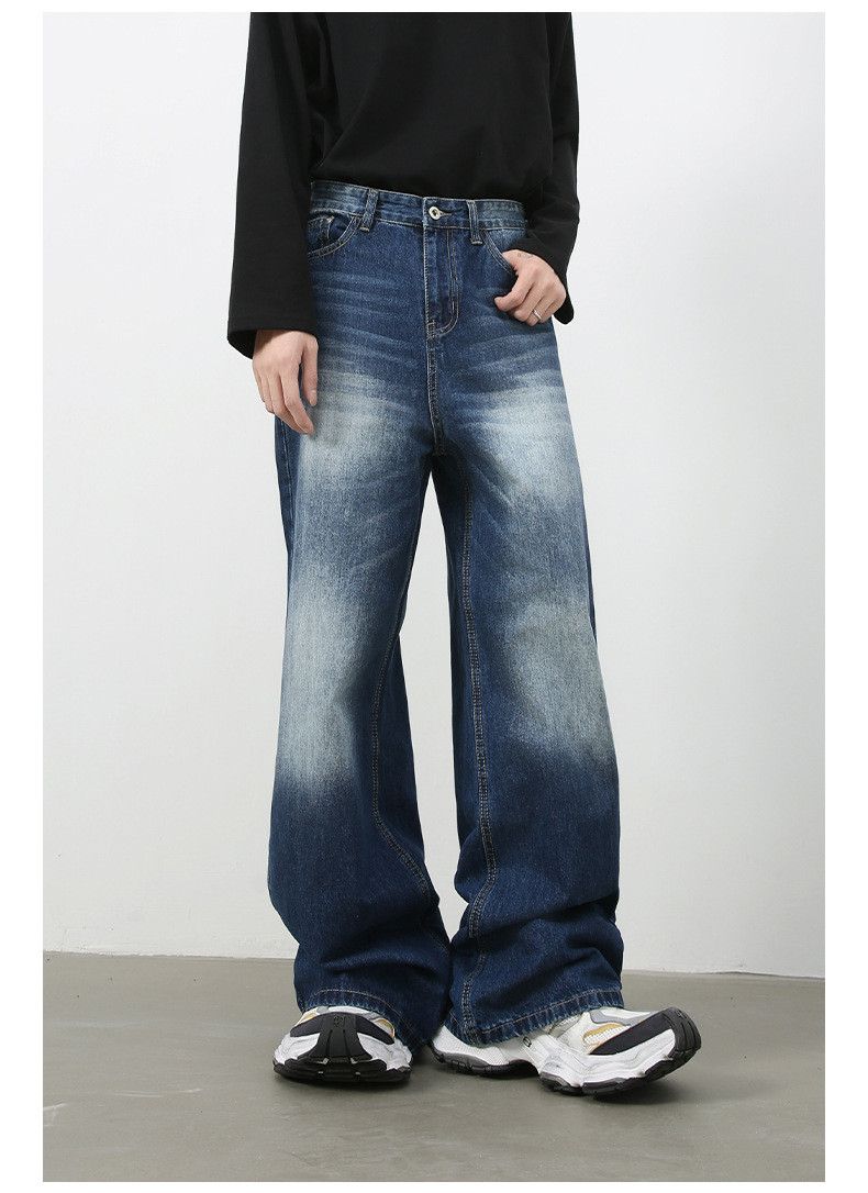 Japanese Brand American retro men's washed loose straight leg jeans Size US 32 / EU 48 - 2 Thumbnail