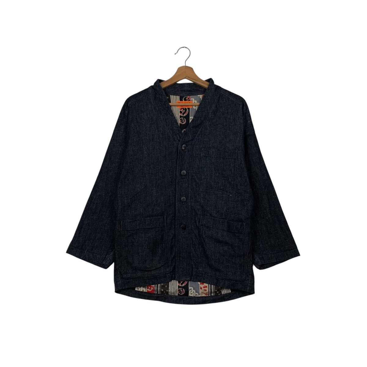 Japan Rags SAKAMOTO DENIM Blue Indigo Button Jacket #2580-C116 Size US S / EU 44-46 / 1 - 1 Thumbnail