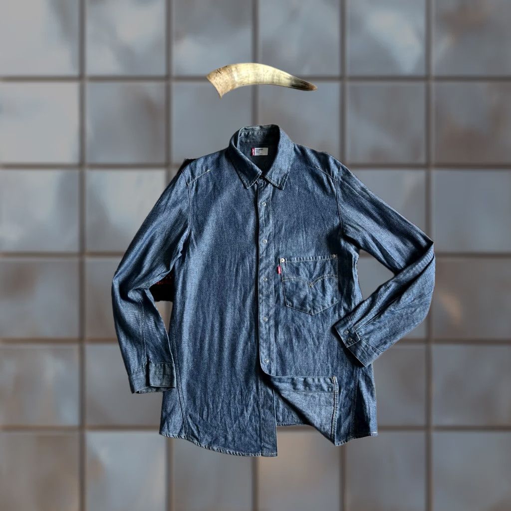 Levi's VINTAGE Levi's Engineered Shirt Mens L Denim Blue 2000 Y2K Twisted Line Twist Engineered Pocket Front Riveted X-Large Size US L / EU 52-54 / 3 - 1 Thumbnail