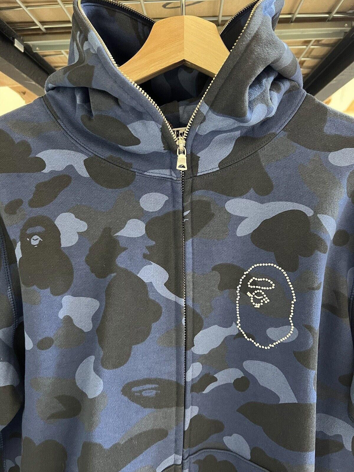 Bape BAPE A Bathing Ape Head Hoodie Blue Navy Camo Swarovski L Size US 34 / EU 50 - 1 Thumbnail