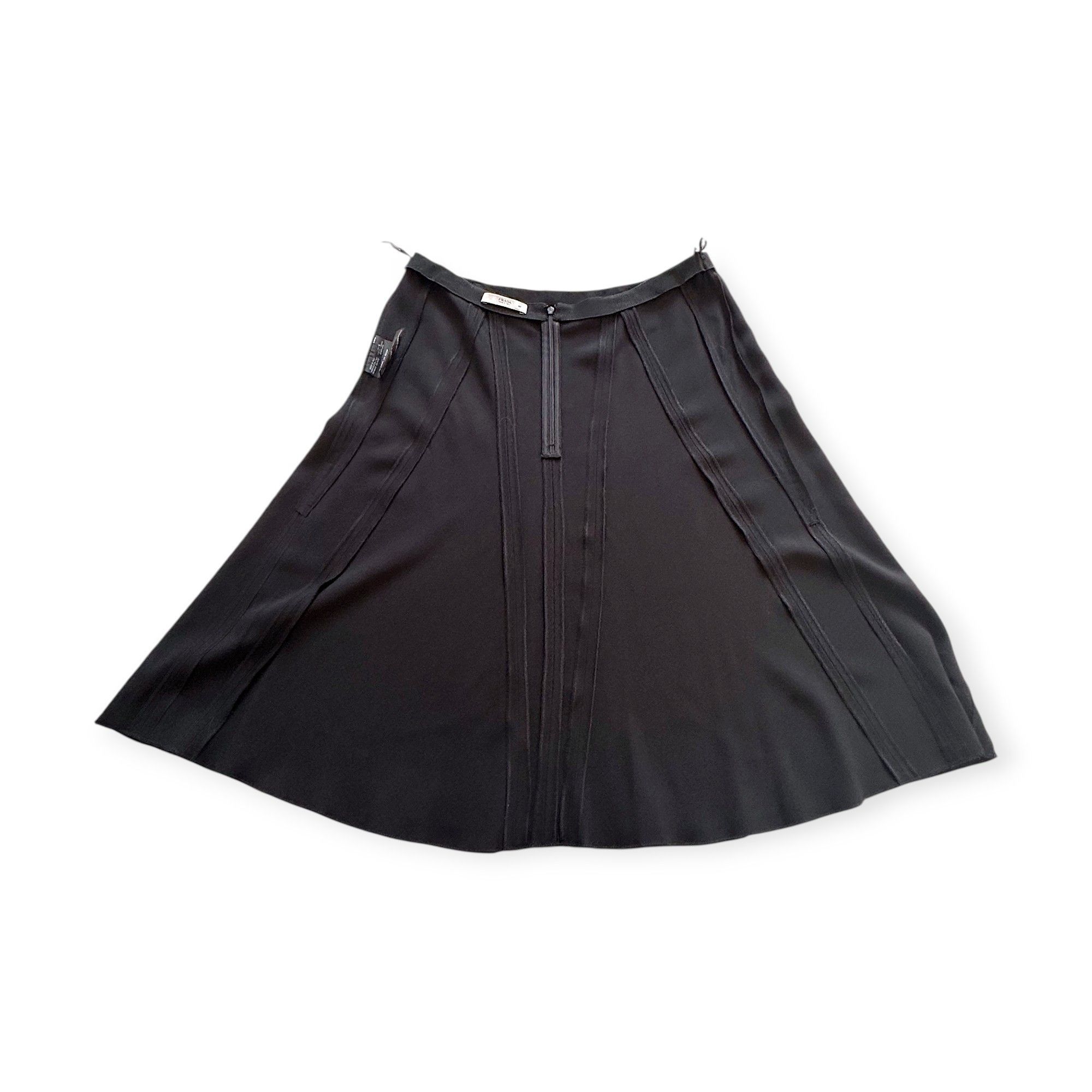 Prada Archival Prada Paneled A-Line Skirt in Dark Navy Crepe Size 32" / US 10 / IT 46 - 9 Thumbnail