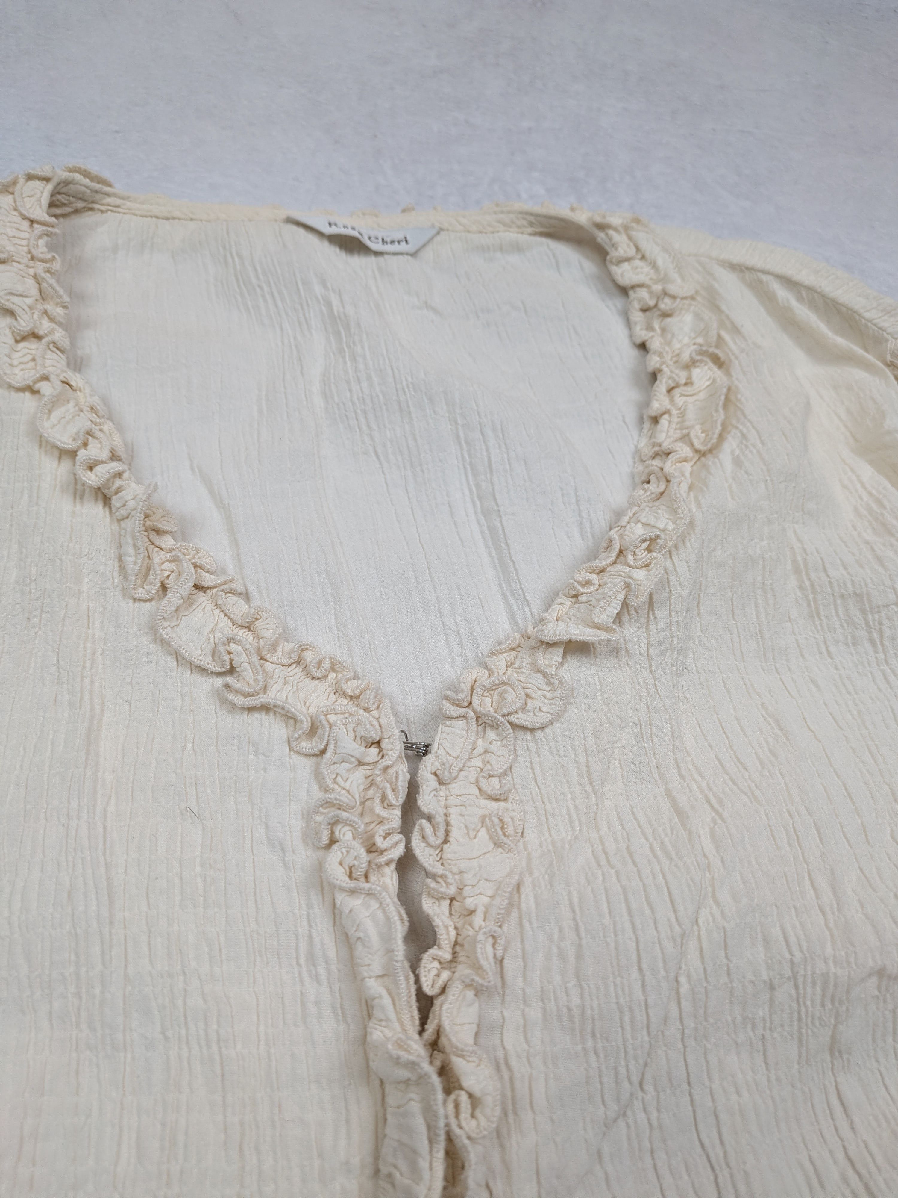 Other Rosa Cheri Vintage Cream Silk Blouse Flared Sleeves Size L M Size M / US 6-8 / IT 42-44 - 8 Thumbnail