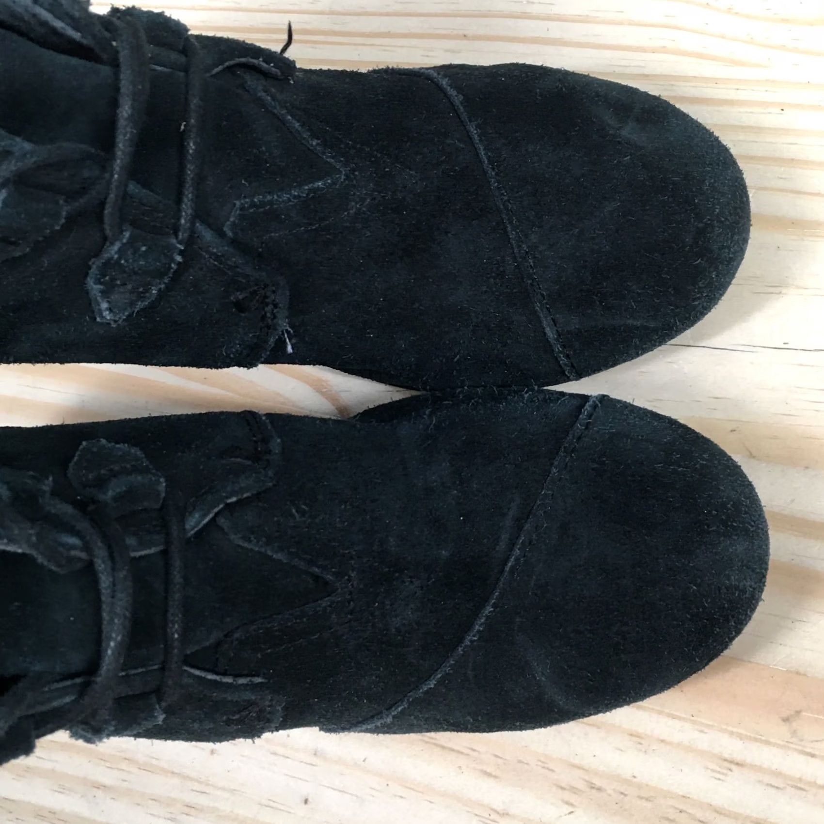 Toms TOMS Boots Womens 10 Kala Bootie Black Lace Up Ankle Top Wedge Heels Boot Dusty Black Lace Up Ankle Bootie Womens 10 TOMS Boots Size L / US 10 / IT 46 - 6 Thumbnail