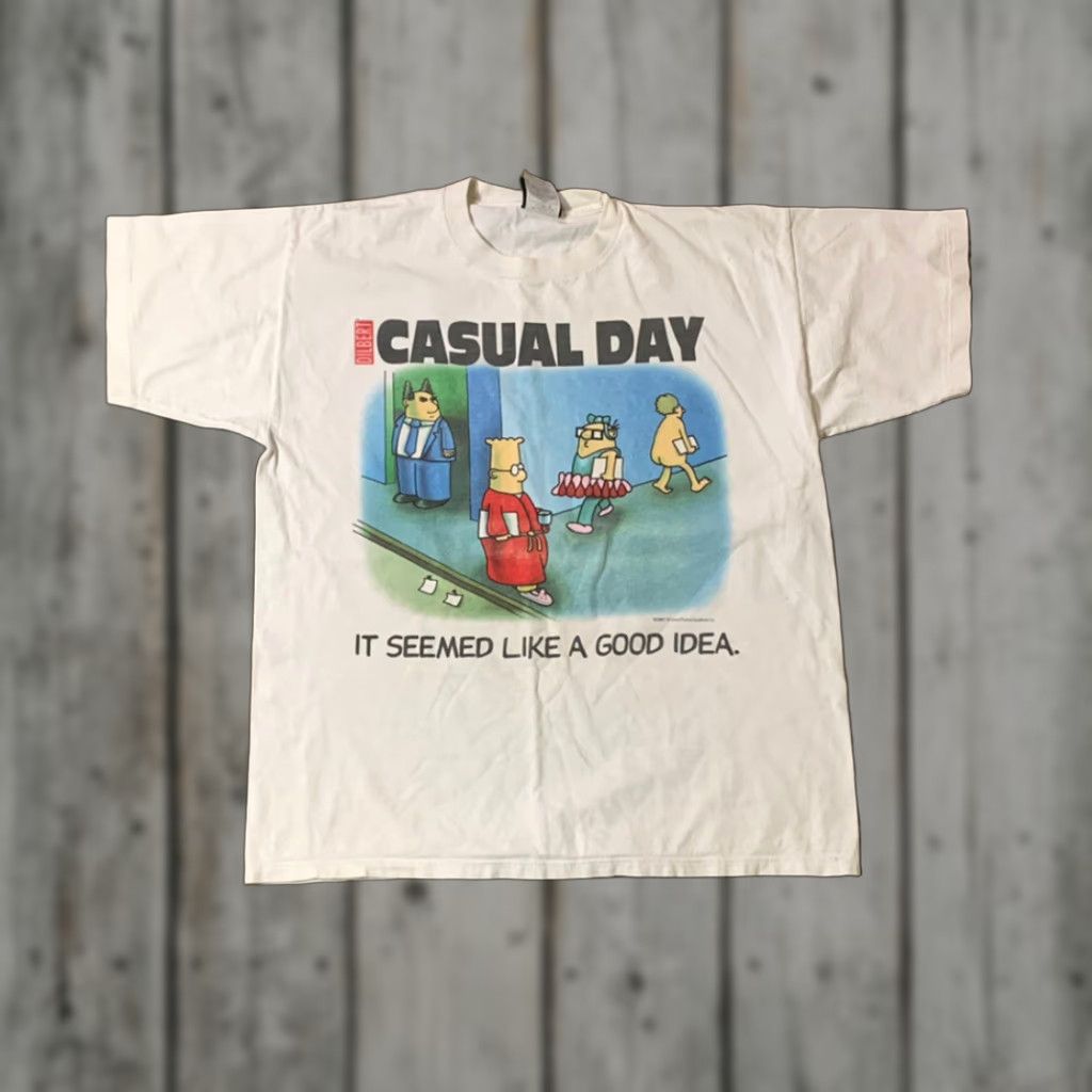 Vintage Dilbert Cartoon Mens Large XL Vintage 90s Casual Day Single Stitch T Shirt Size US L / EU 52-54 / 3 - 1 Thumbnail