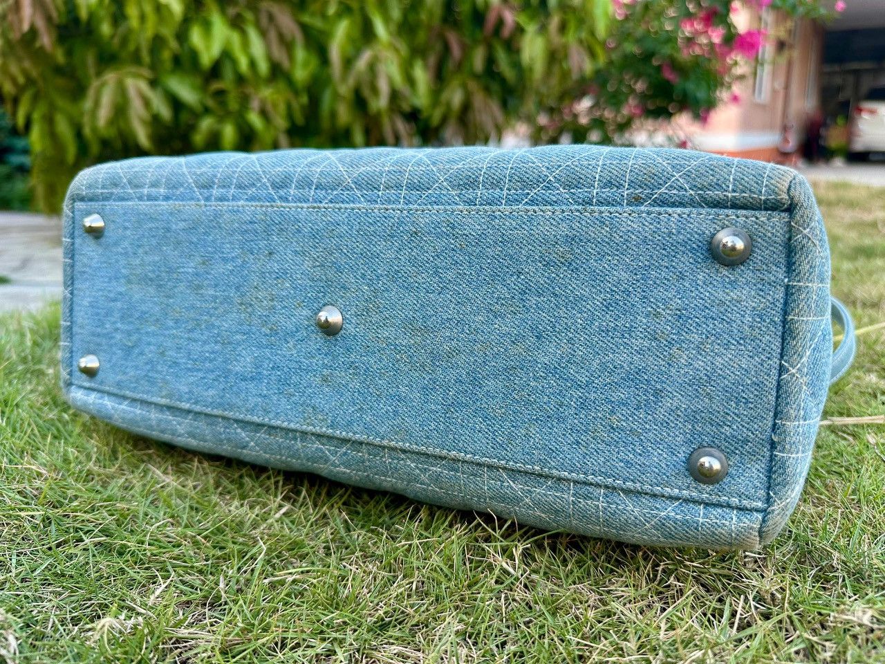 Dior Authentic Christian Dior Lady Dior Denim Large Tote Bag Size ONE SIZE - 4 Thumbnail