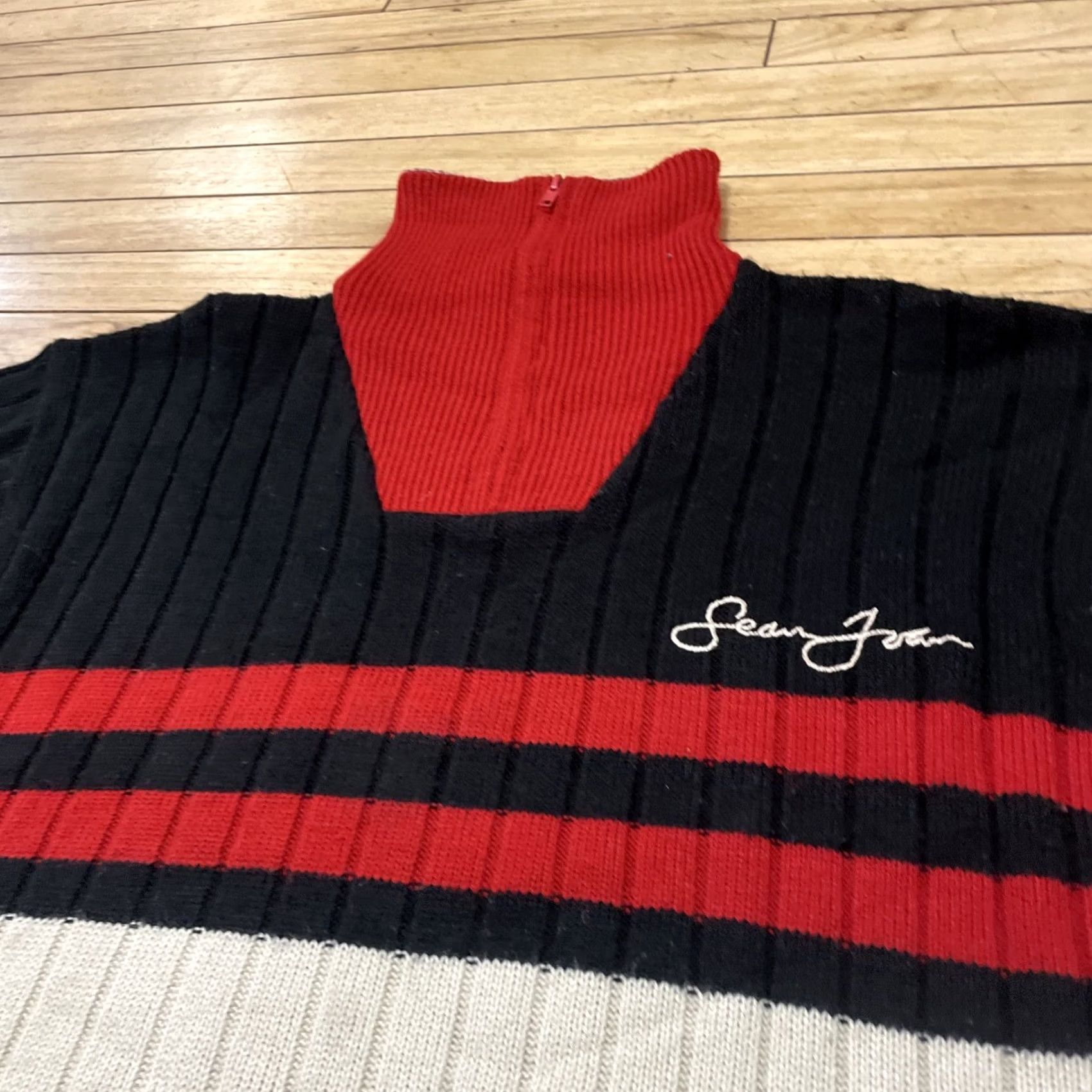 Sean John VINTAGE Sean John Sweater Mens XL Turtleneck Ribbed Red Black Cream Y2K Hip Hop Pullover Size US XL / EU 56 / 4 - 6 Thumbnail