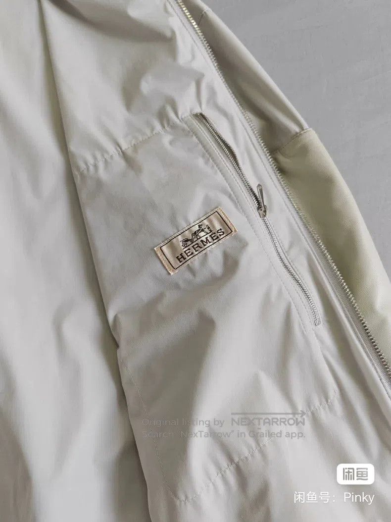 Hermes Hermes Men's leather jacket, light grey, hem lamb leather Size US S / EU 44-46 / 1 - 4 Thumbnail