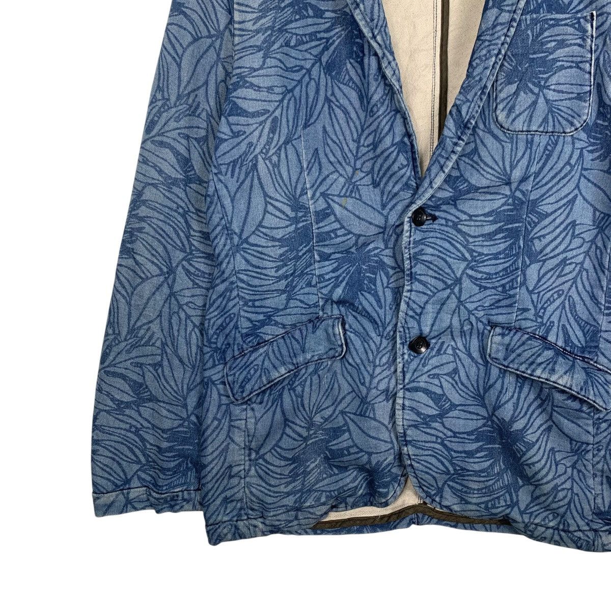 Japanese Brand AZUL Leaf Print Unconstructed Blazer Casual Wear #2772-C125 Size US XL / EU 56 / 4 - 5 Thumbnail