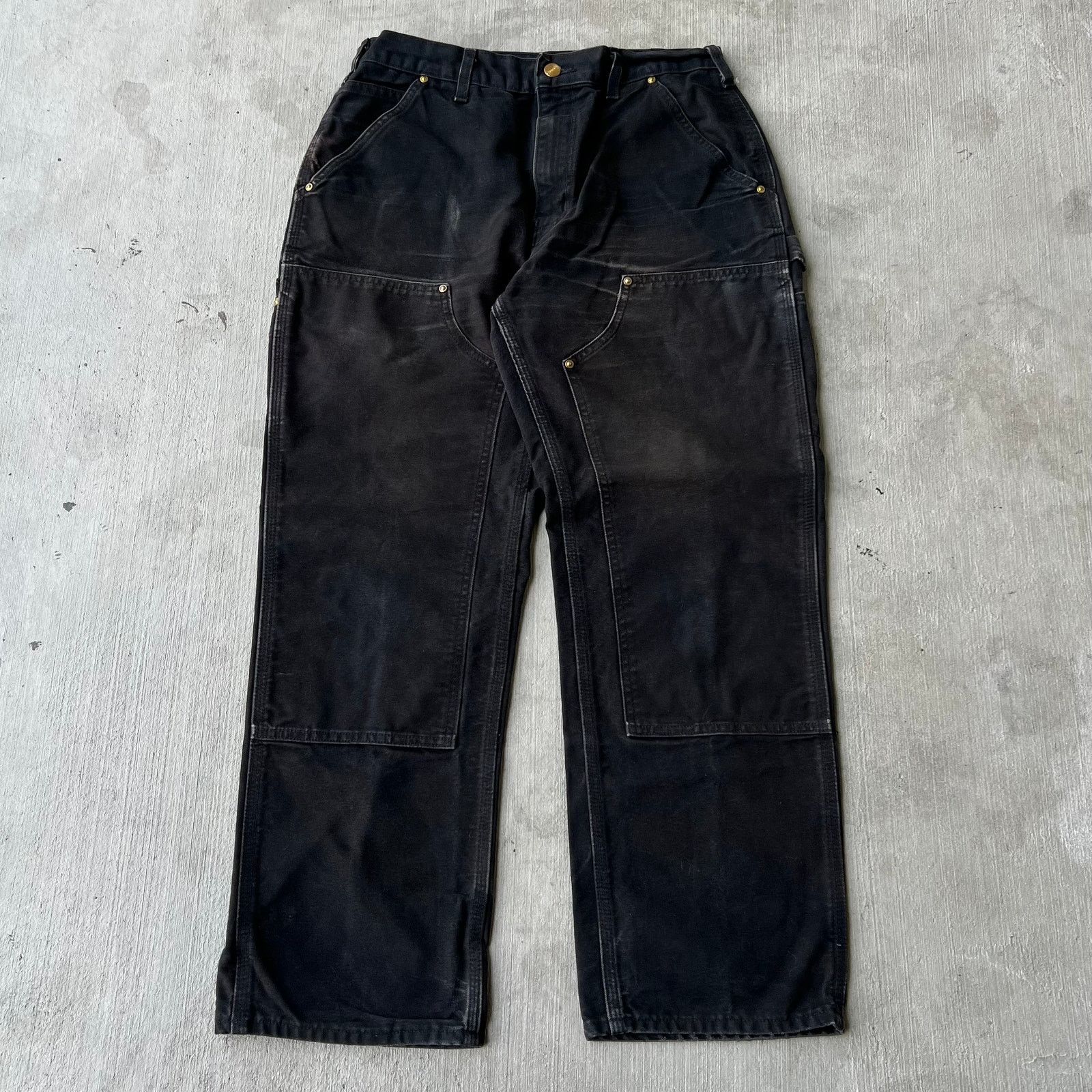 Carhartt × Vintage Carhartt faded black double knee work wear carpenter pants Size US 29 - 1 Thumbnail