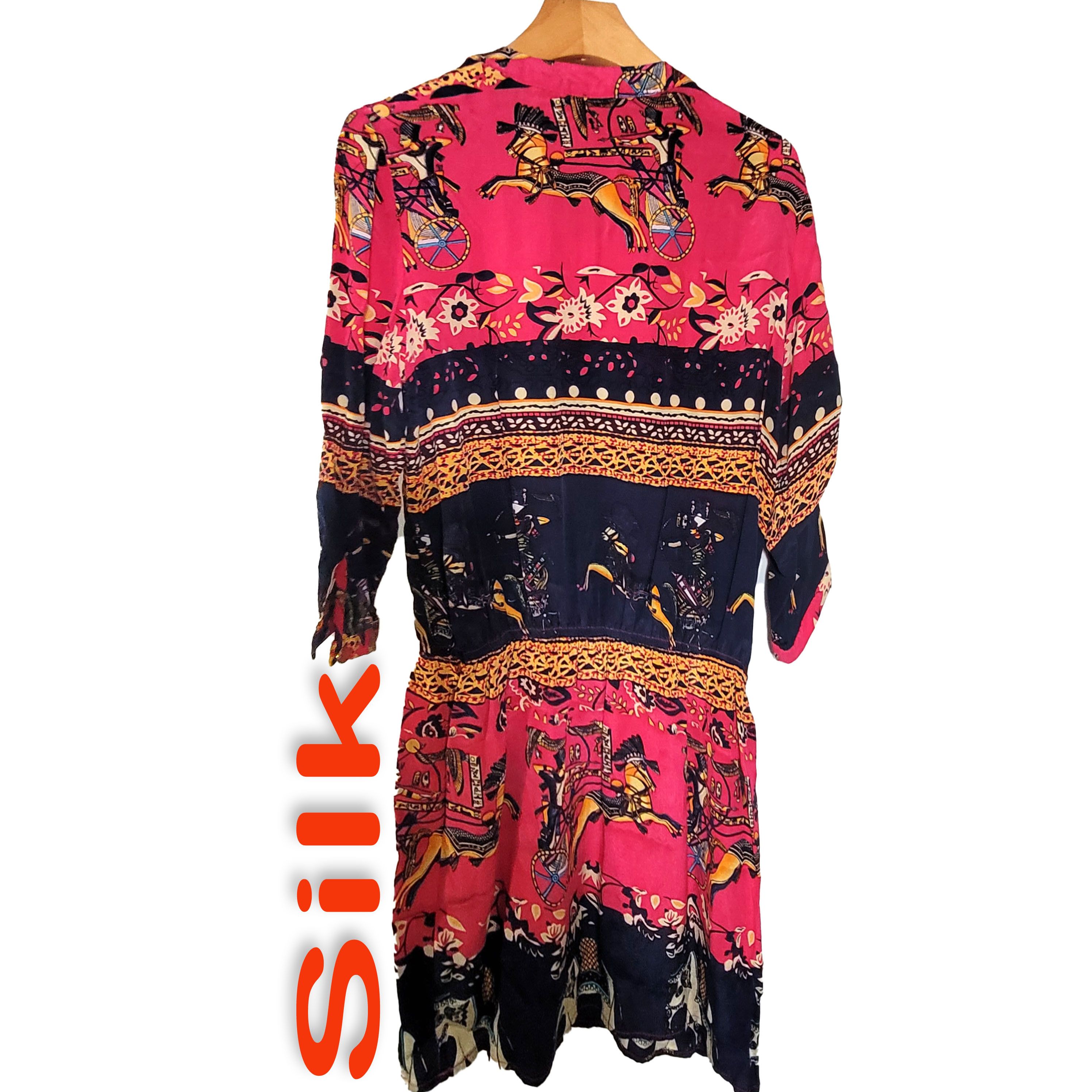Other Women's 100% Silk Size S Short Sleeve Dress SDJ958 Size S / US 4 / IT 40 - 1 Thumbnail