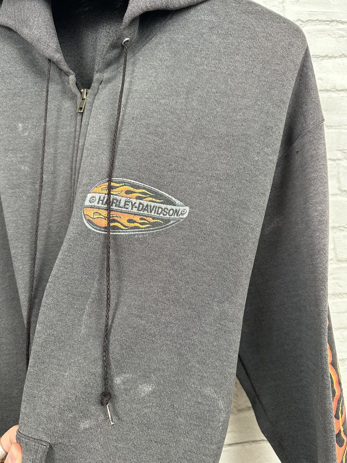 Harley Davidson (XL) SICK FADED VINTAGE Flames Harley Davidson Zip Up Hoodie Size US XL / EU 56 / 4 - 11 Thumbnail