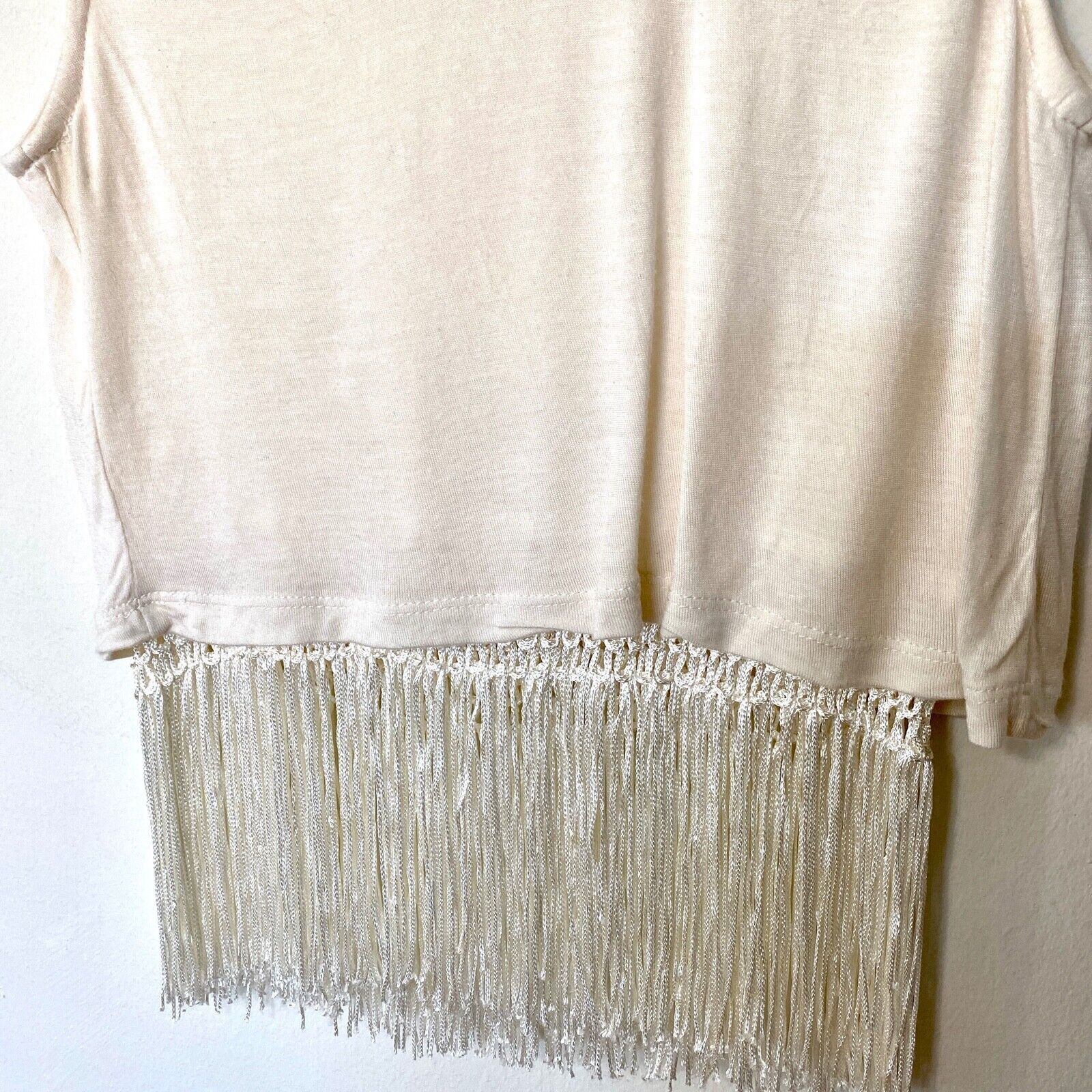 Other Heart & Hips Sleeveless Cream Scoop Neck Braided Fringe Top Size S / US 4 / IT 40 - 4 Thumbnail