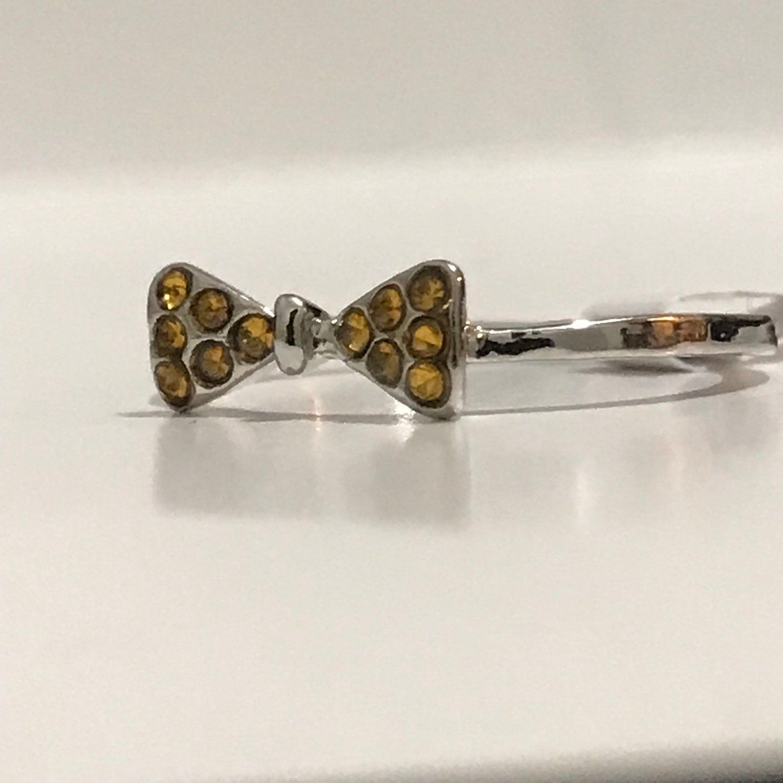 The Unbranded Brand Bow Tie Shape Gold Color Rhinestones Ring Size 10 Size ONE SIZE - 3 Thumbnail
