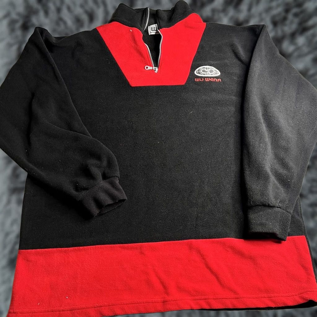 Vintage Wu Wear Sweatshirt Mens XL Black Red Fleece 1/4 Zip Mock Neck Pullover Hip Hop Size US XL / EU 56 / 4 - 1 Thumbnail