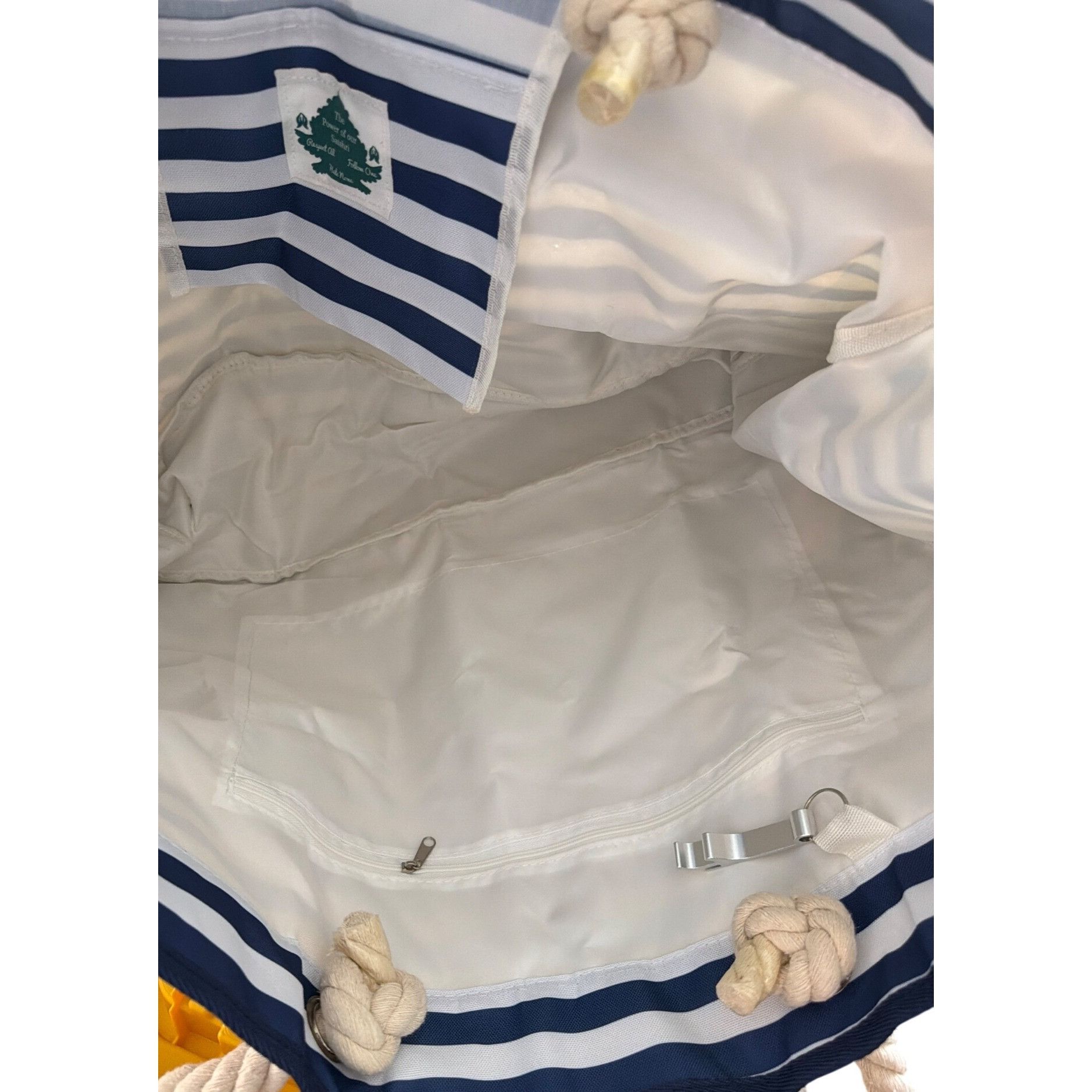 Other Power of Satshri Blue White Striped Canvas Tote Beach Bag Wa Size ONE SIZE - 4 Thumbnail