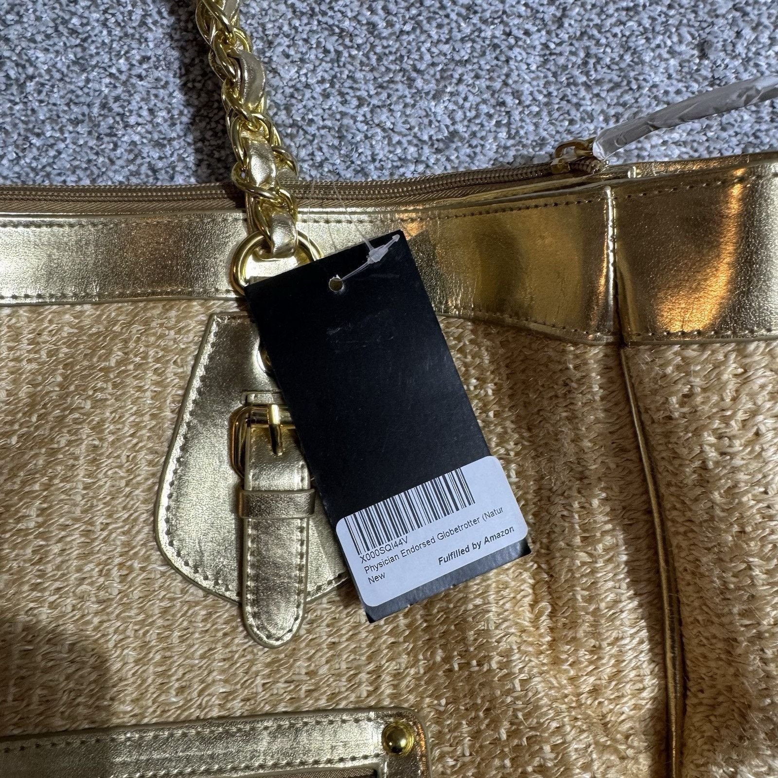 Other Y2K Boho Chic Woven Tote Bag Natural Gold Sparkly Metallic Size ONE SIZE - 3 Thumbnail