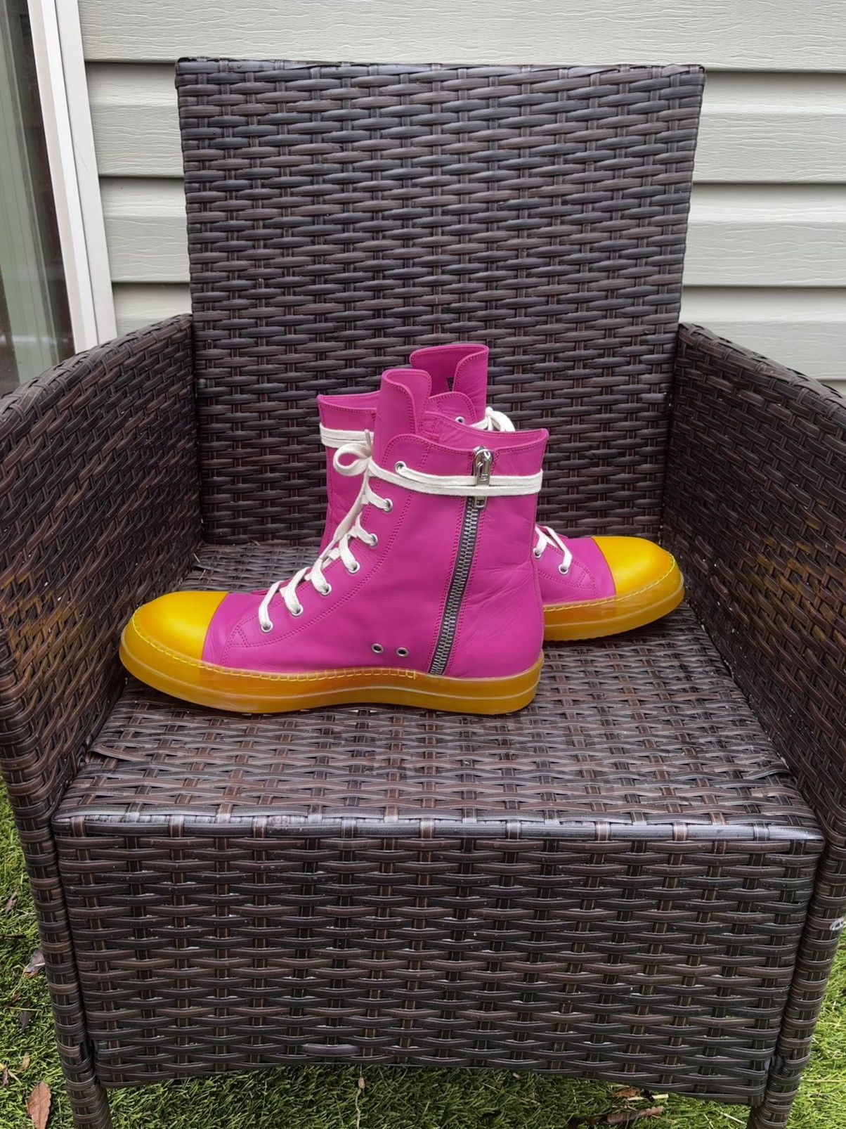 Rick Owens Rick Owens Pink Leather Ramones Size US 11 / EU 44 - 1 Thumbnail