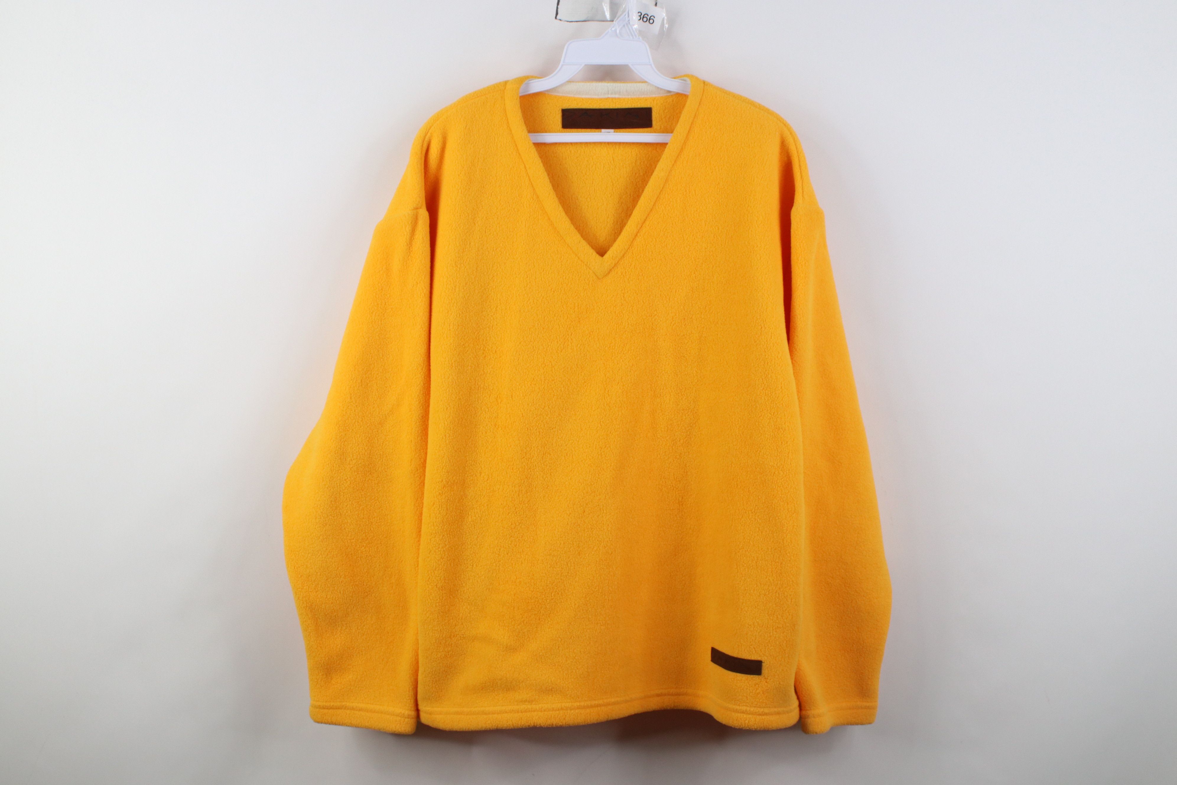 Vintage Vintage 90s Streetwear Fleece V-Neck Sweater Yellow USA Size US S / EU 44-46 / 1 - 1 Thumbnail