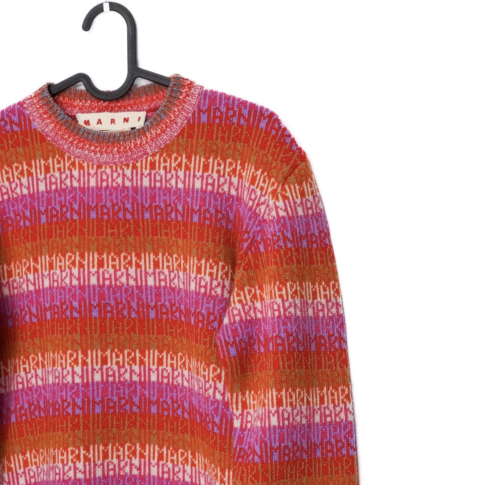 Marni Marni Striped Logo Knit Multicolor Wool Crew Sweater Size US S / EU 44-46 / 1 - 3 Thumbnail