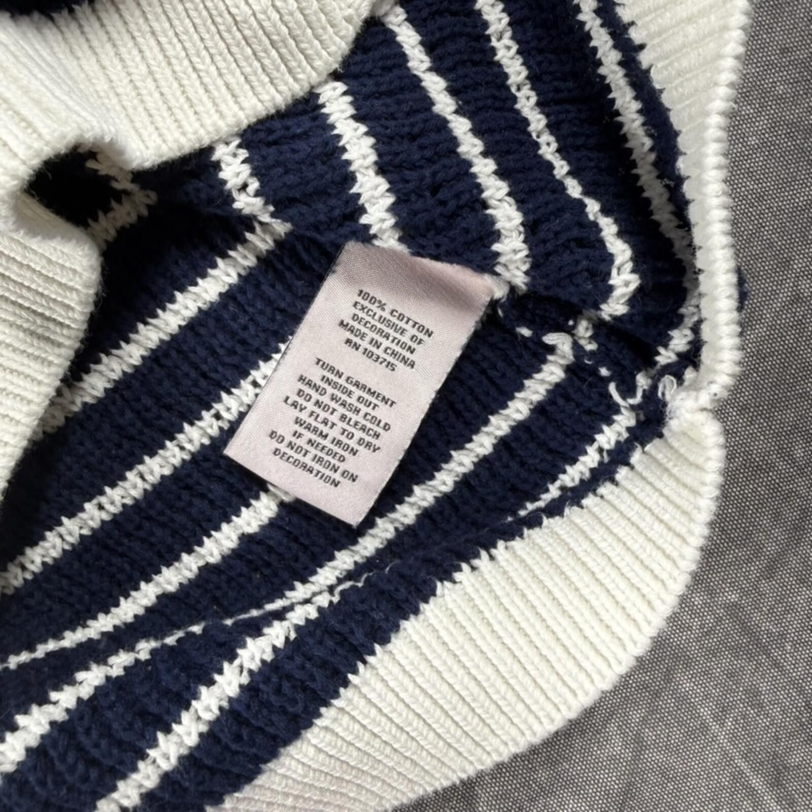 Other Nanette Lepore Shirt Women's L Blue Striped 100% Cotton Knit Size L / US 10 / IT 46 - 3 Thumbnail