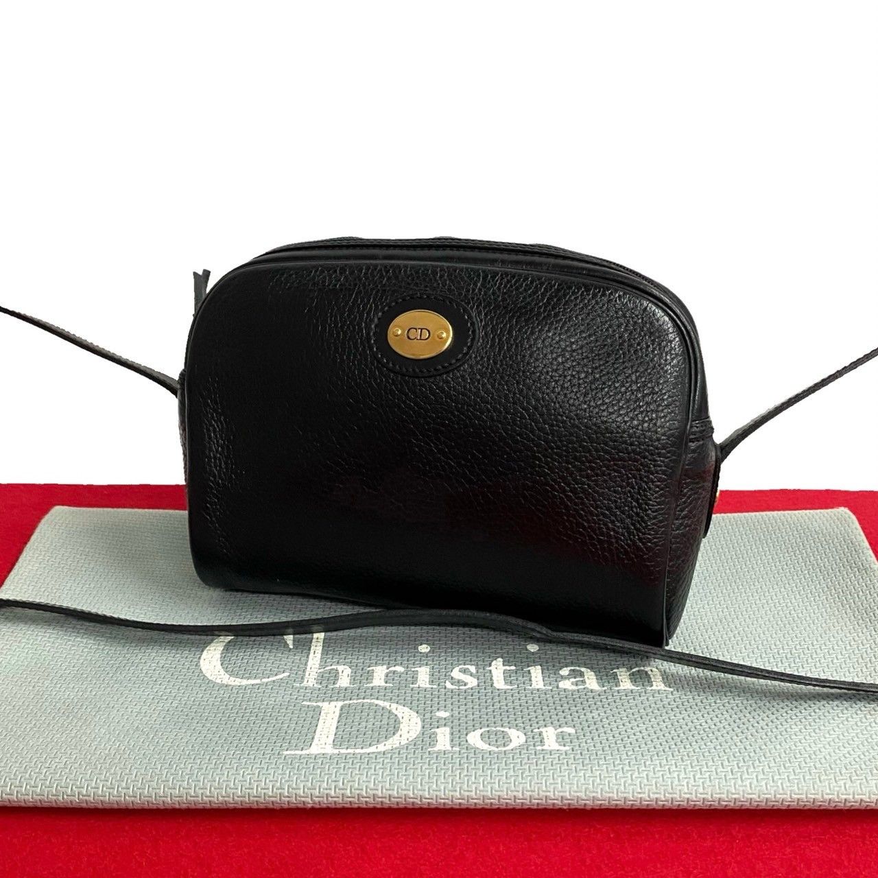 image of Dior Leather Logo Crossbody Bag in Black, Women's