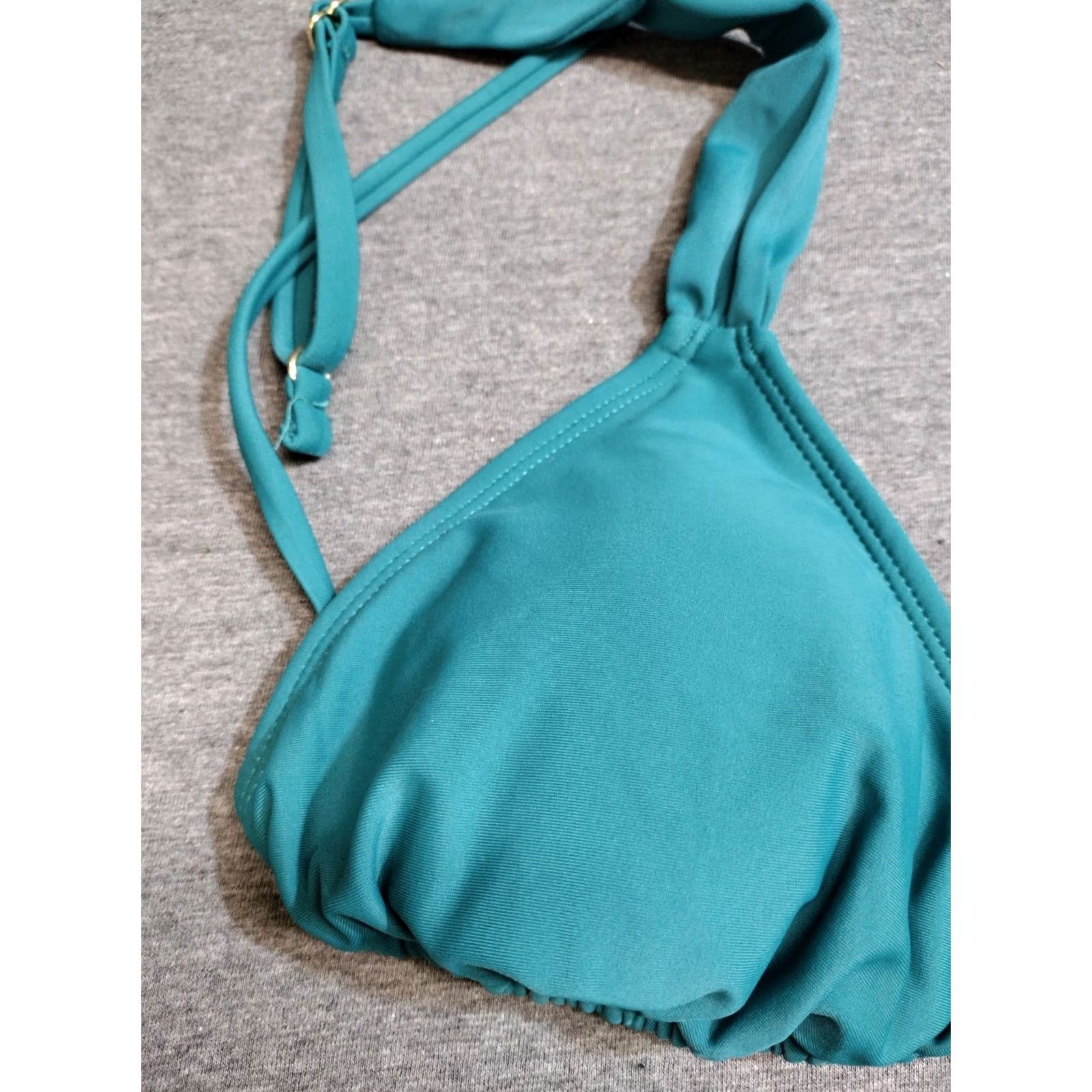 Vintage Xhilaration Women's Triangle Bikini Top XL Green Padded Spaghetti Strap Swim Top Size XL / US 12-14 / IT 48-50 - 5 Thumbnail