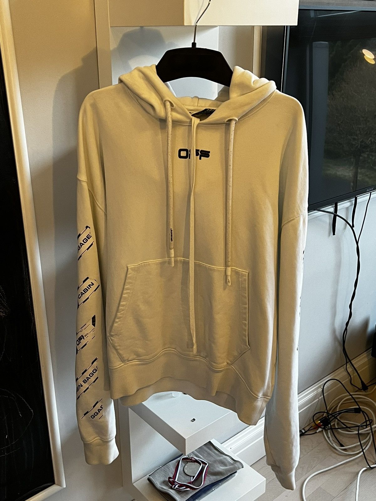 image of Off White Off-White Airport Tape Arrows Diag Hoodie, Men's (Size Small)