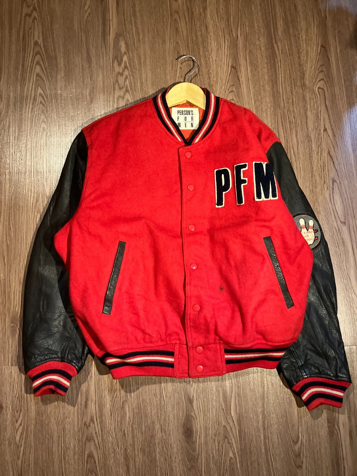 PERSON'S PERSON'S FOR MEN Mix Wool Leather Varsity Jacket Size US L / EU 52-54 / 3 - 3 Thumbnail