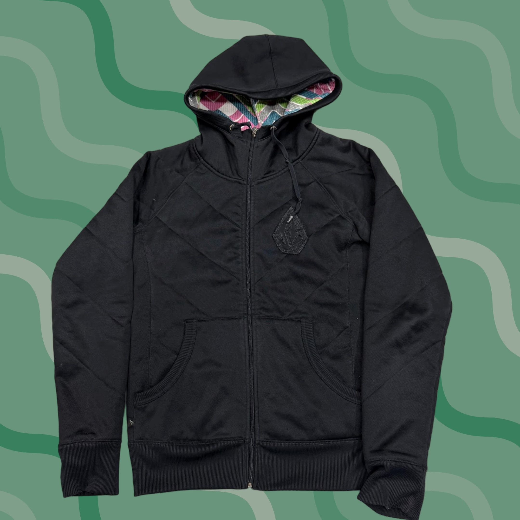 Volcom Volcom Hoodie Sweatshirt Womens Small Black Full Zip Quilted Logo Lined Skater Size S / US 4 / IT 40 - 1 Thumbnail