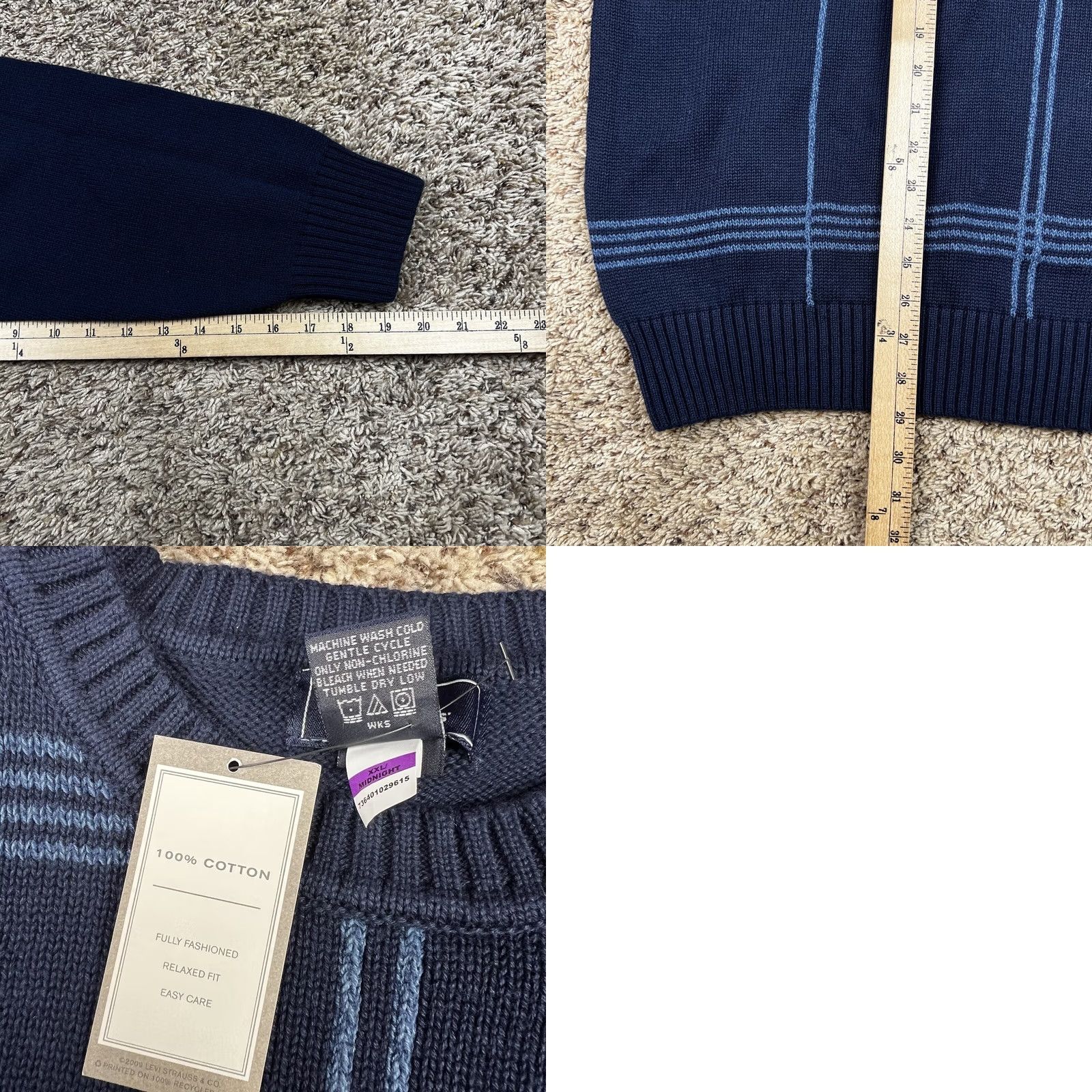 Dockers DOCKERS Sweater Crewneck Knit Pullover 2XL Navy Striped Men Blue Cotton Soft Vintage: No Size US XXL / EU 58 / 5 - 8 Thumbnail