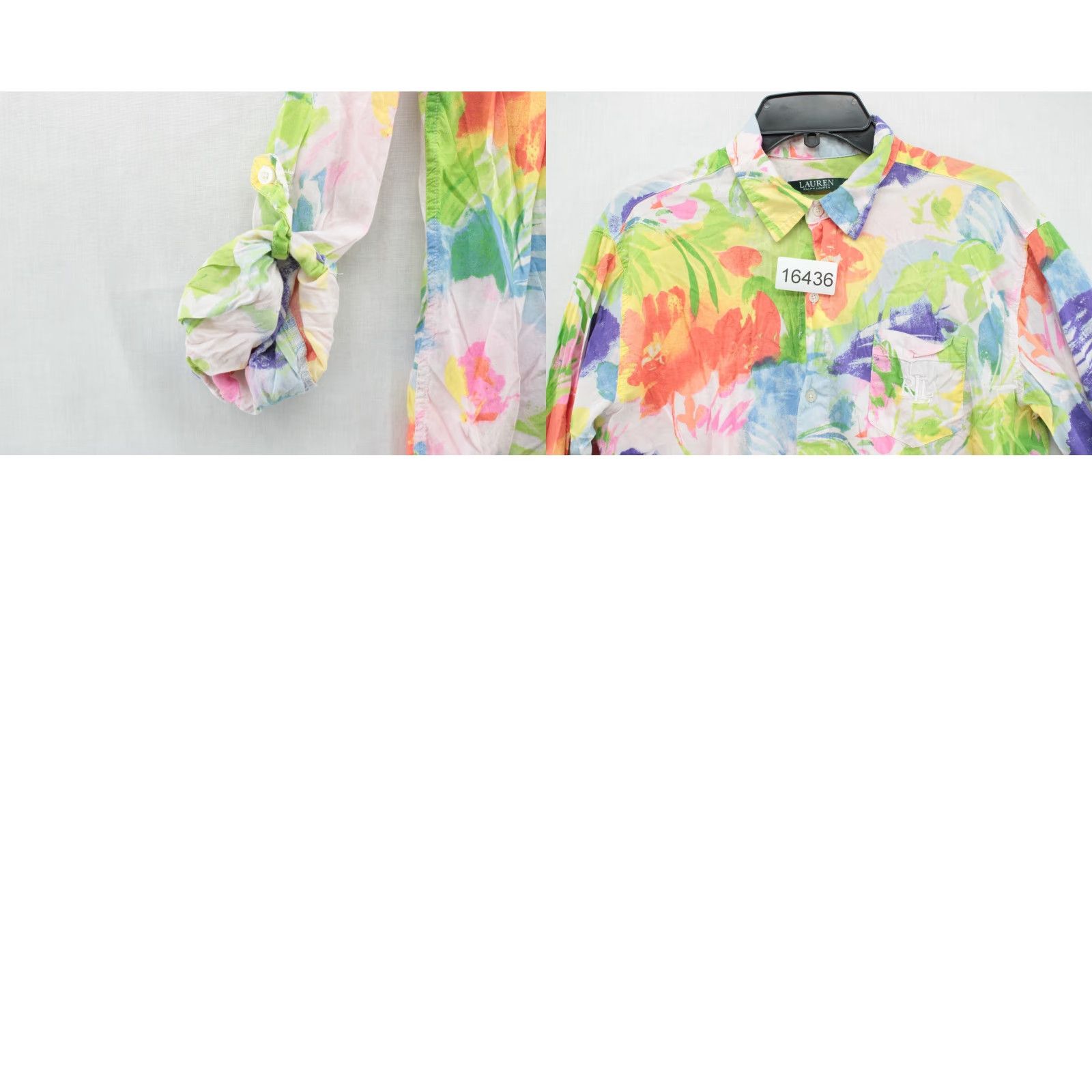 Ralph Lauren Lauren Ralph Lauren Top Shirt Women's Floral Print 3/4 Roll-Tab Sleeve Knit Long Multicolor Button-Up Casual Business Workwear Adult M Womens Size M / US 6-8 / IT 42-44 - 8 Thumbnail