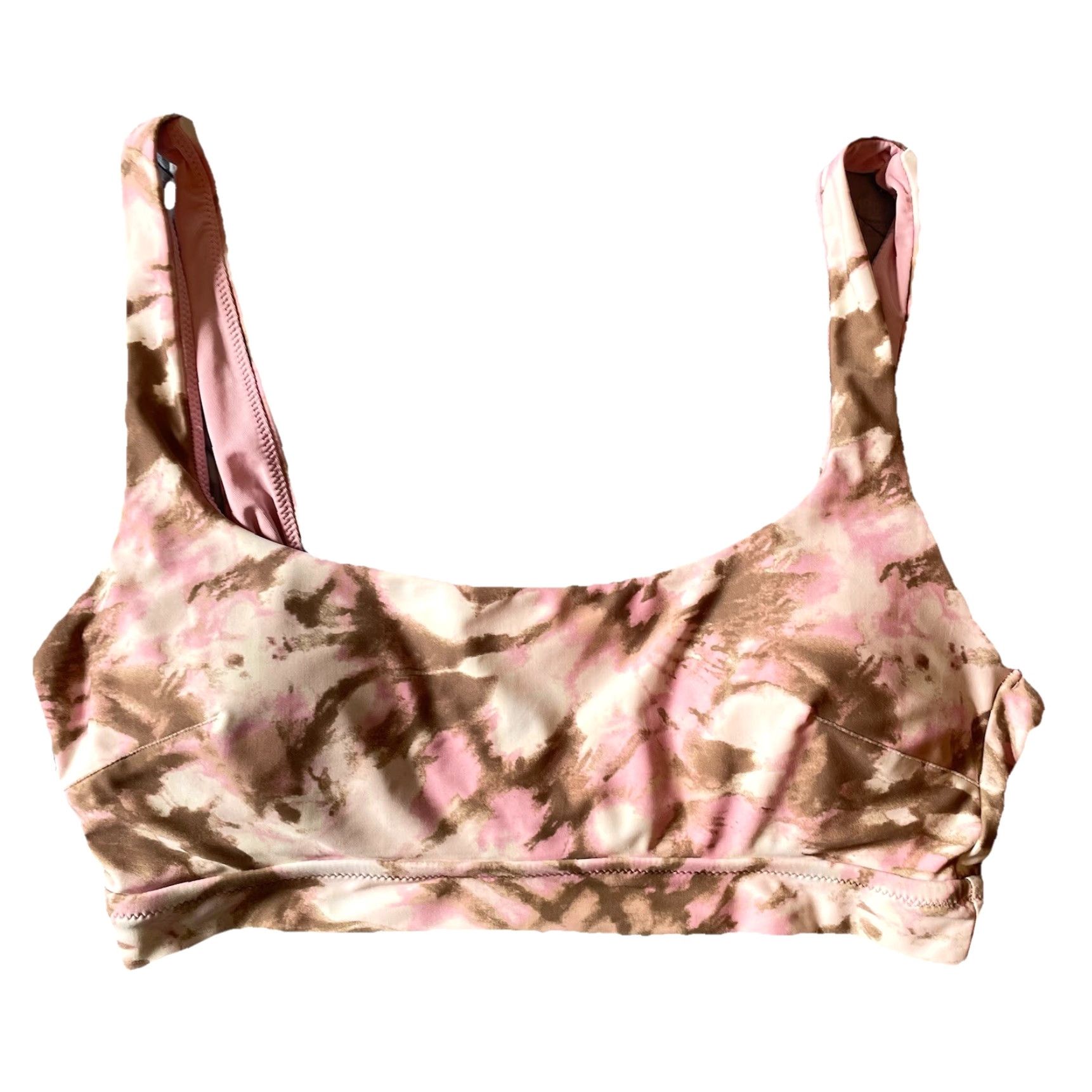 Vintage Aerie Bikini Top Bottom 2 Piece Large Pink Brown Wide Strap Scoop Swimsuit Set Size ONE SIZE - 7 Thumbnail