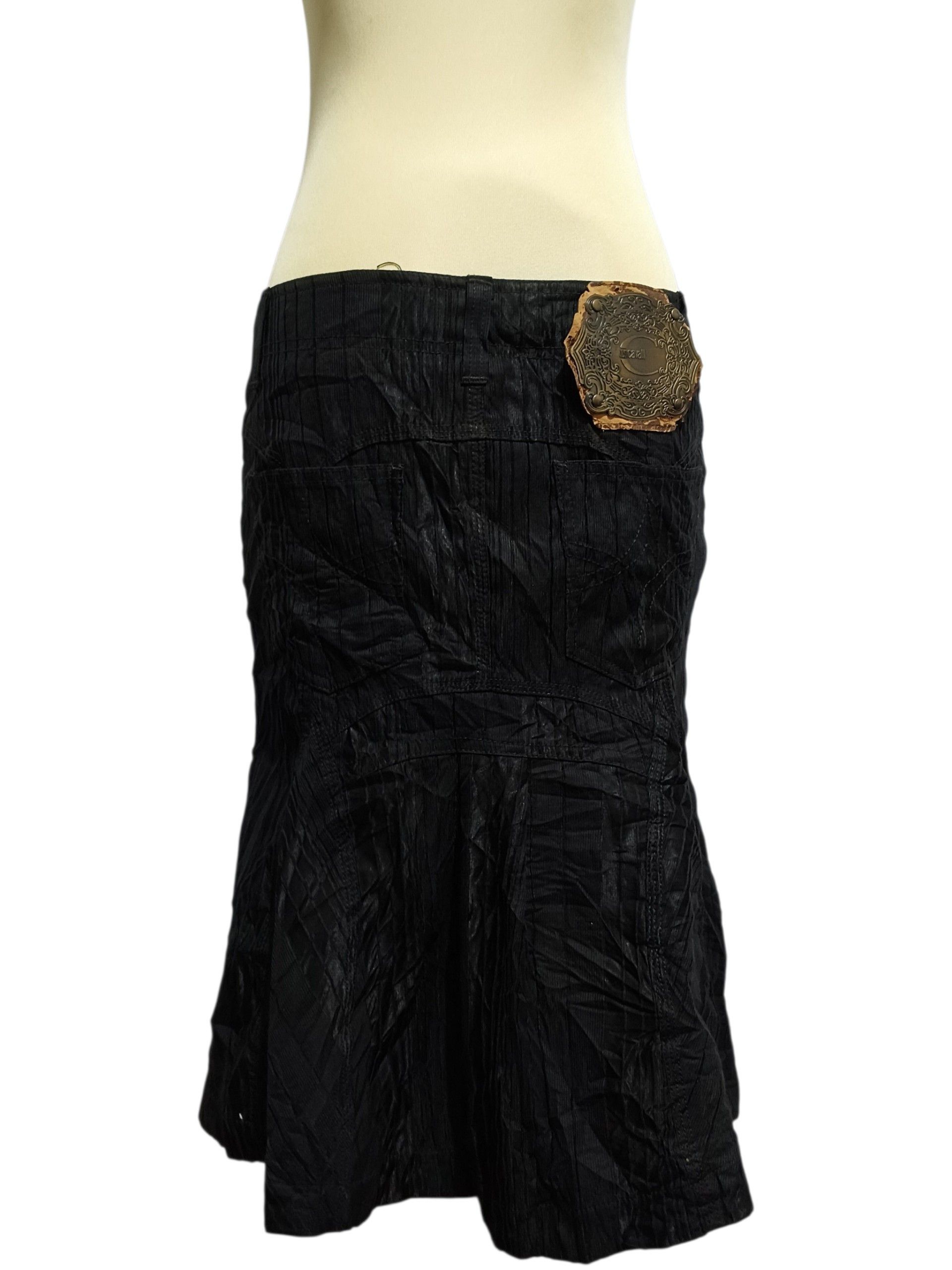 Just Cavalli Just Cavalli Gothic and Punk Crinkle Panel Midi Skirt Dark Size 30" / US 8 / IT 44 - 4 Thumbnail