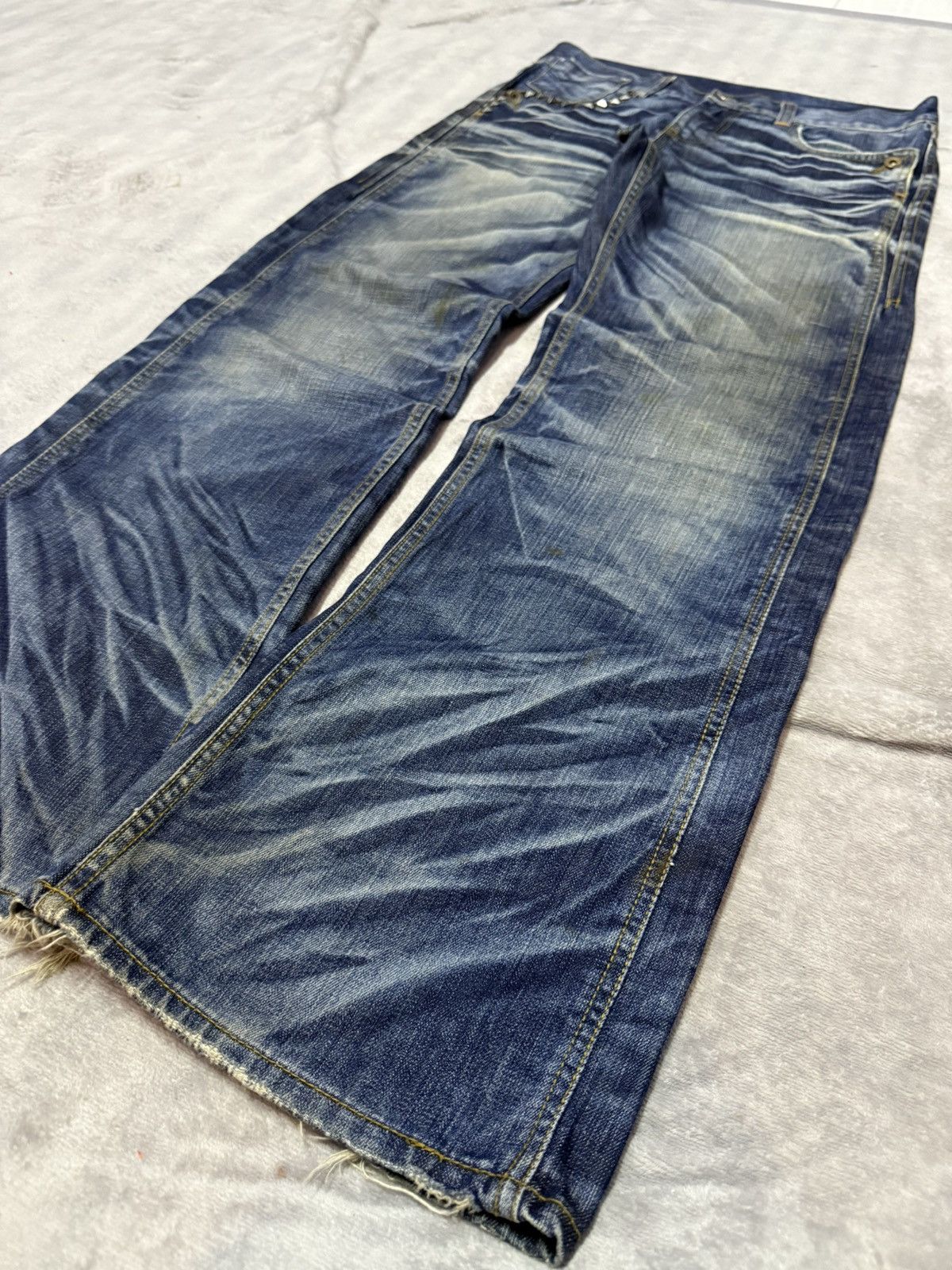 Hysteric Glamour × Japanese Brand Old Army Japan Studded Claw Mark Muddy Wide Leg Flared Jeans Size US 30 / EU 46 - 12 Thumbnail