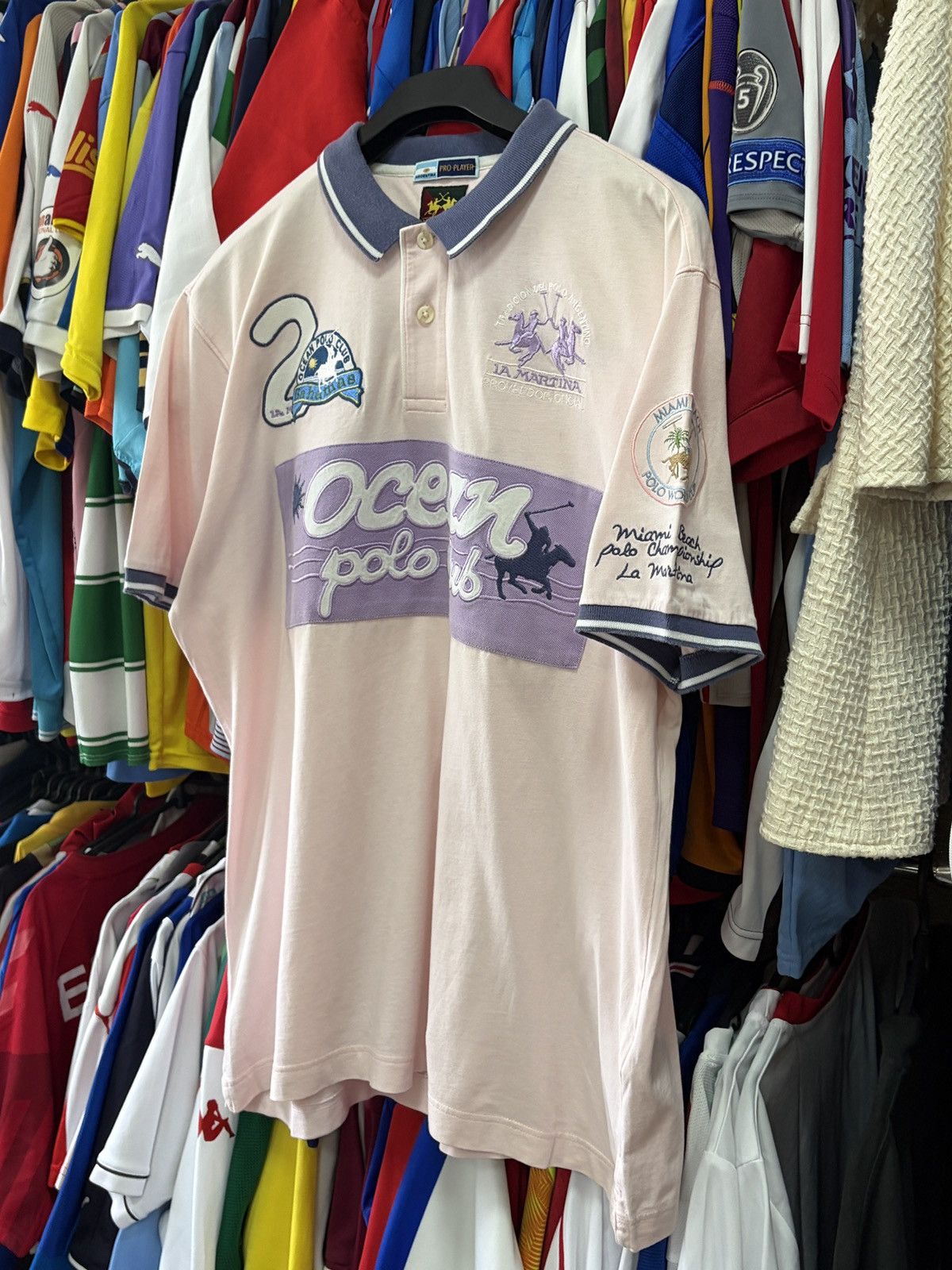 La Martina La Martina Argentina Ocean Polo Club Pink Patch Logo XXL Size US XXL / EU 58 / 5 - 17 Thumbnail