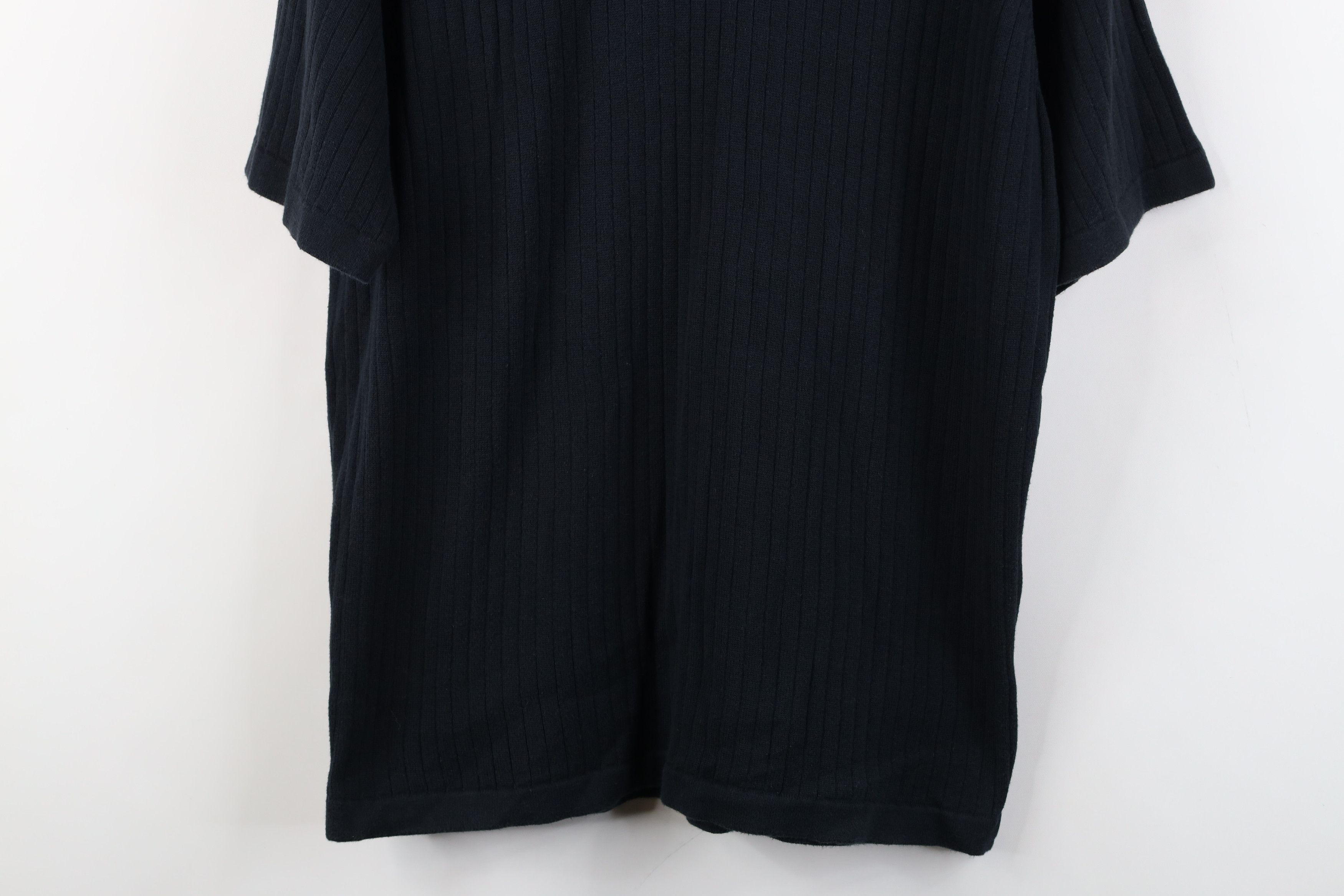 Vintage Vintage 90s Y2K Streetwear Ribbed Knit Collared Polo Black Size US M / EU 48-50 / 2 - 3 Thumbnail